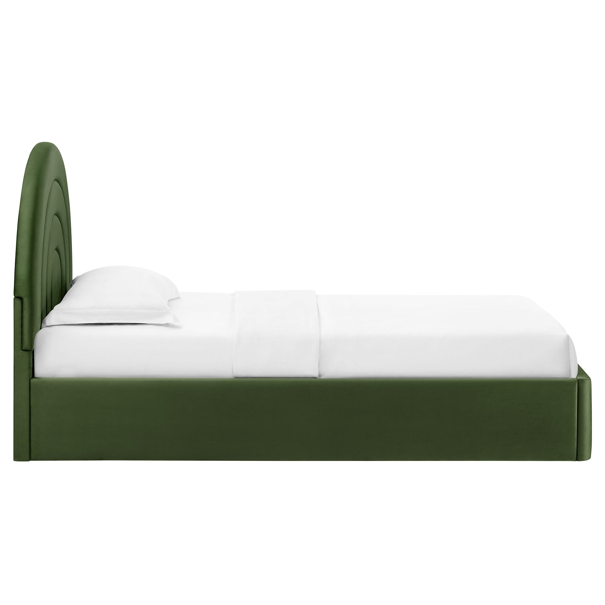 Solana Arched Performance Velvet Twin Platform Bed, Moss Green