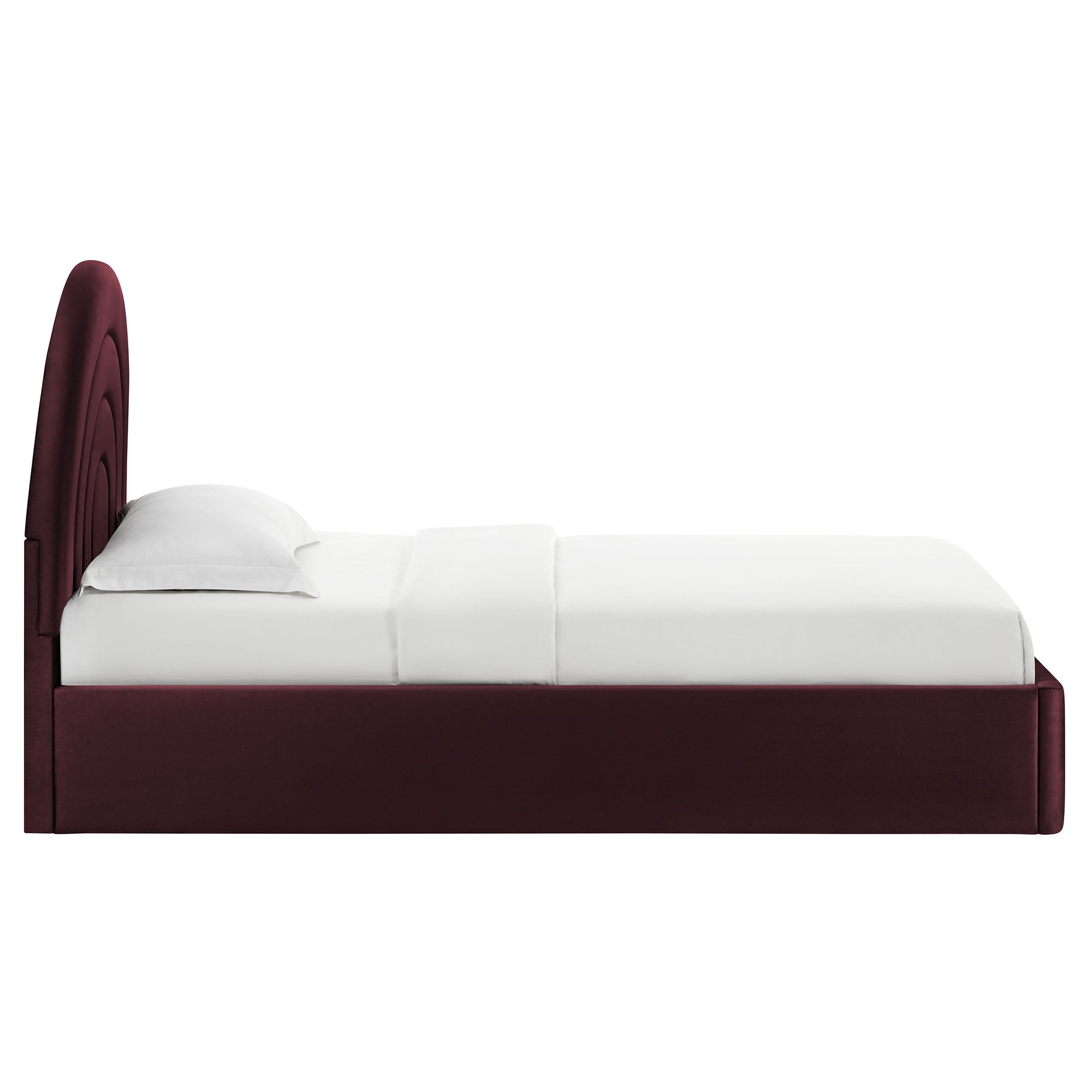 Solana Arched Performance Velvet Twin Platform Bed, Mulberry