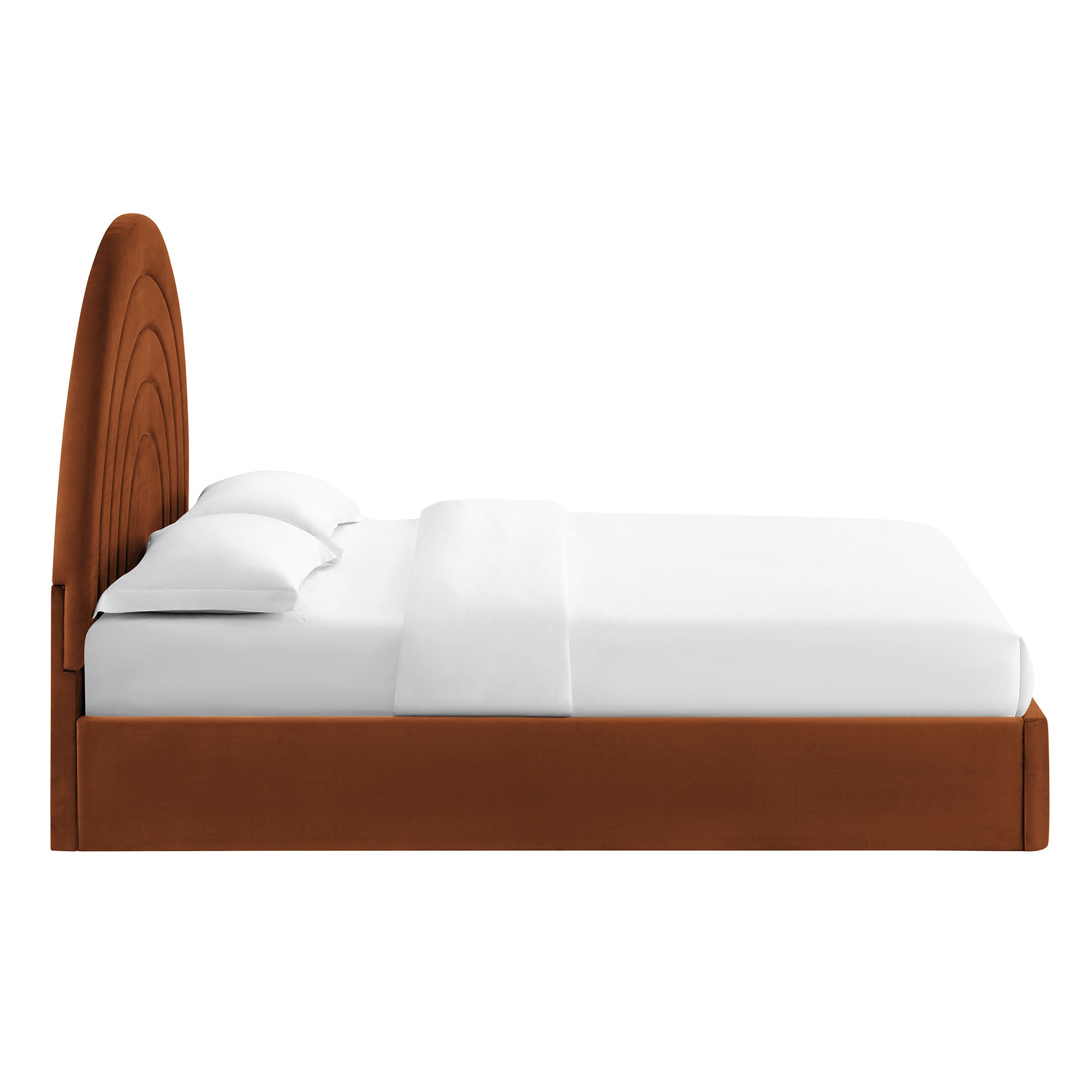 Solana Arched Performance Velvet Full Platform Bed, Rust