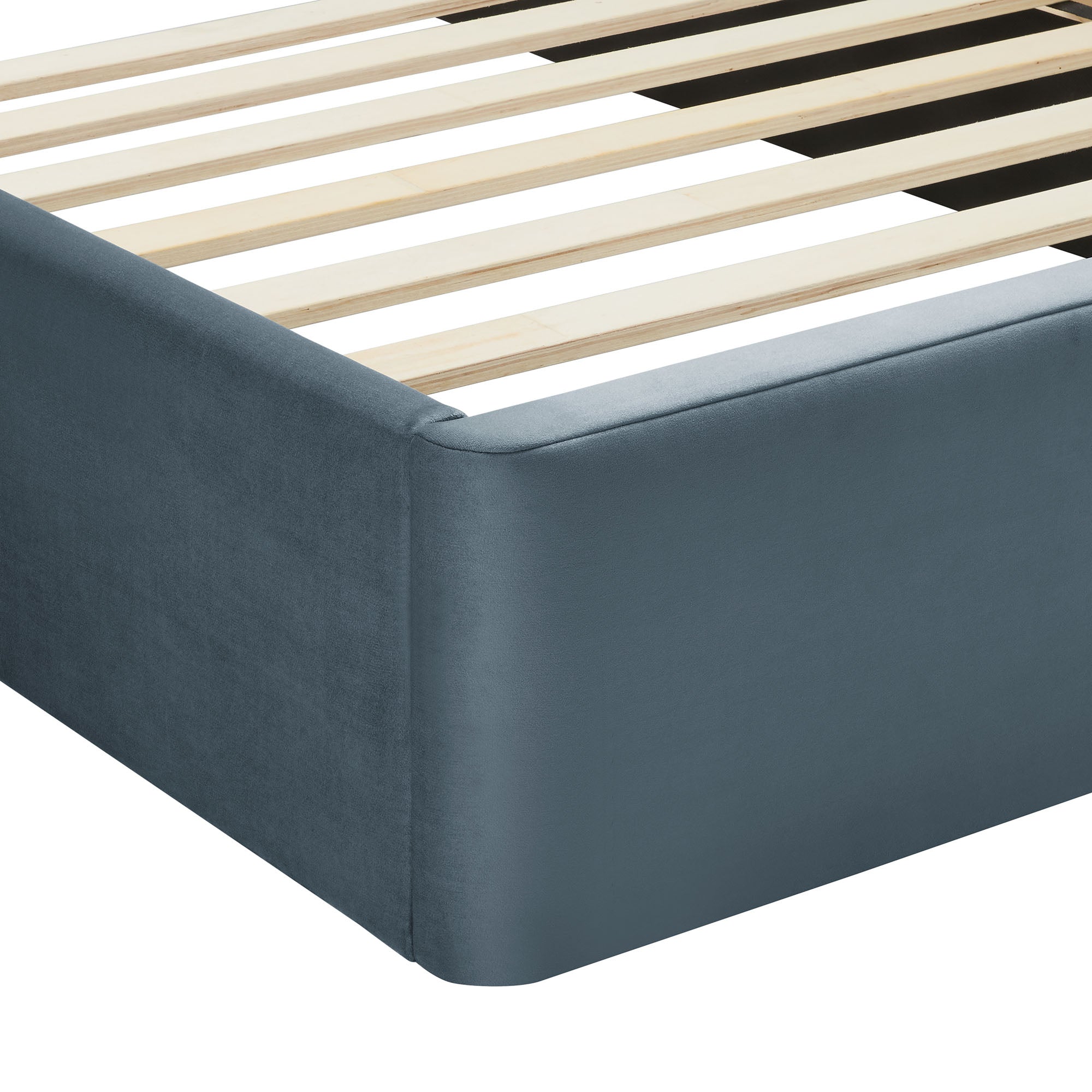 Solana Arched Performance Velvet Queen Platform Bed, Cadet Blue