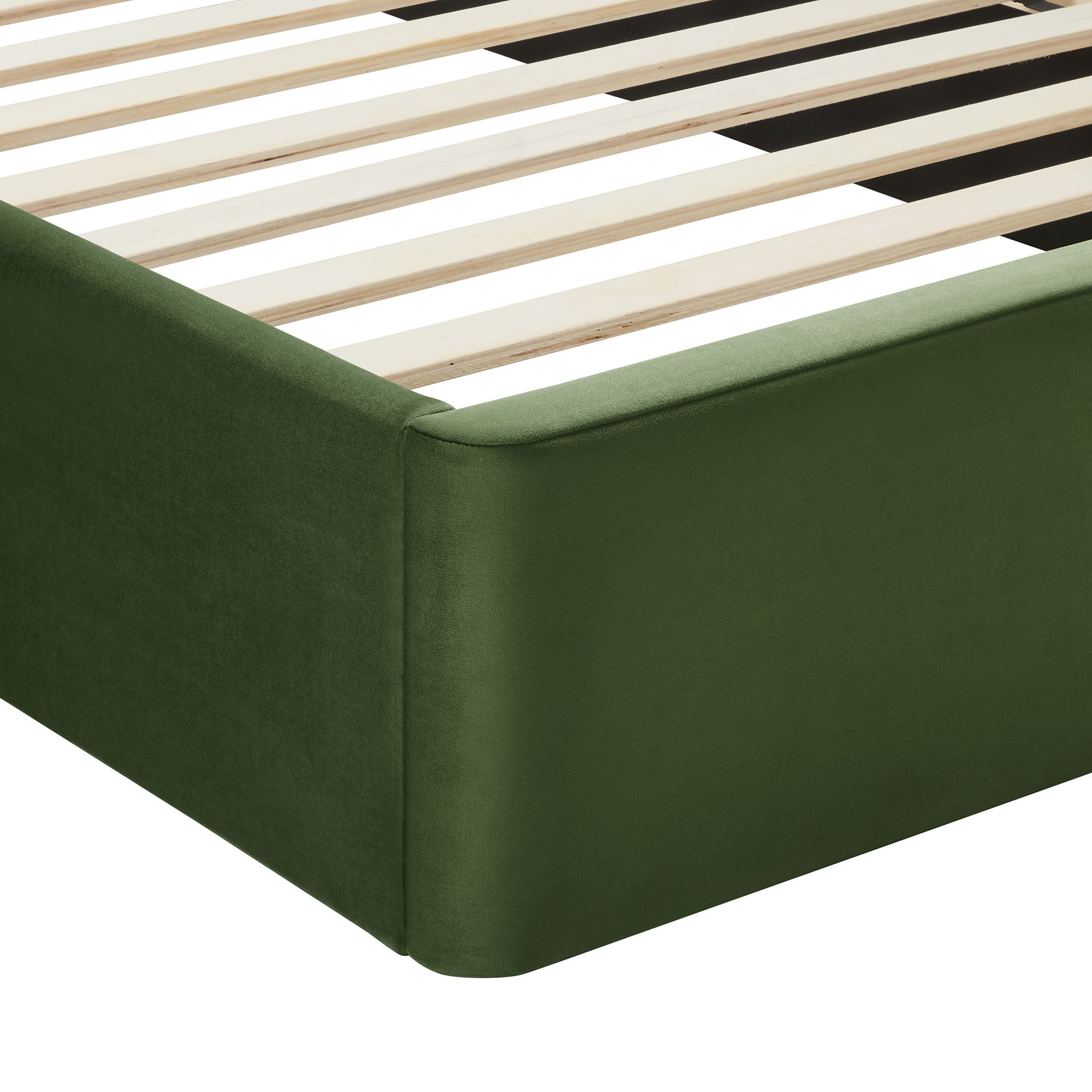 Solana Arched Performance Velvet Queen Platform Bed, Moss Green