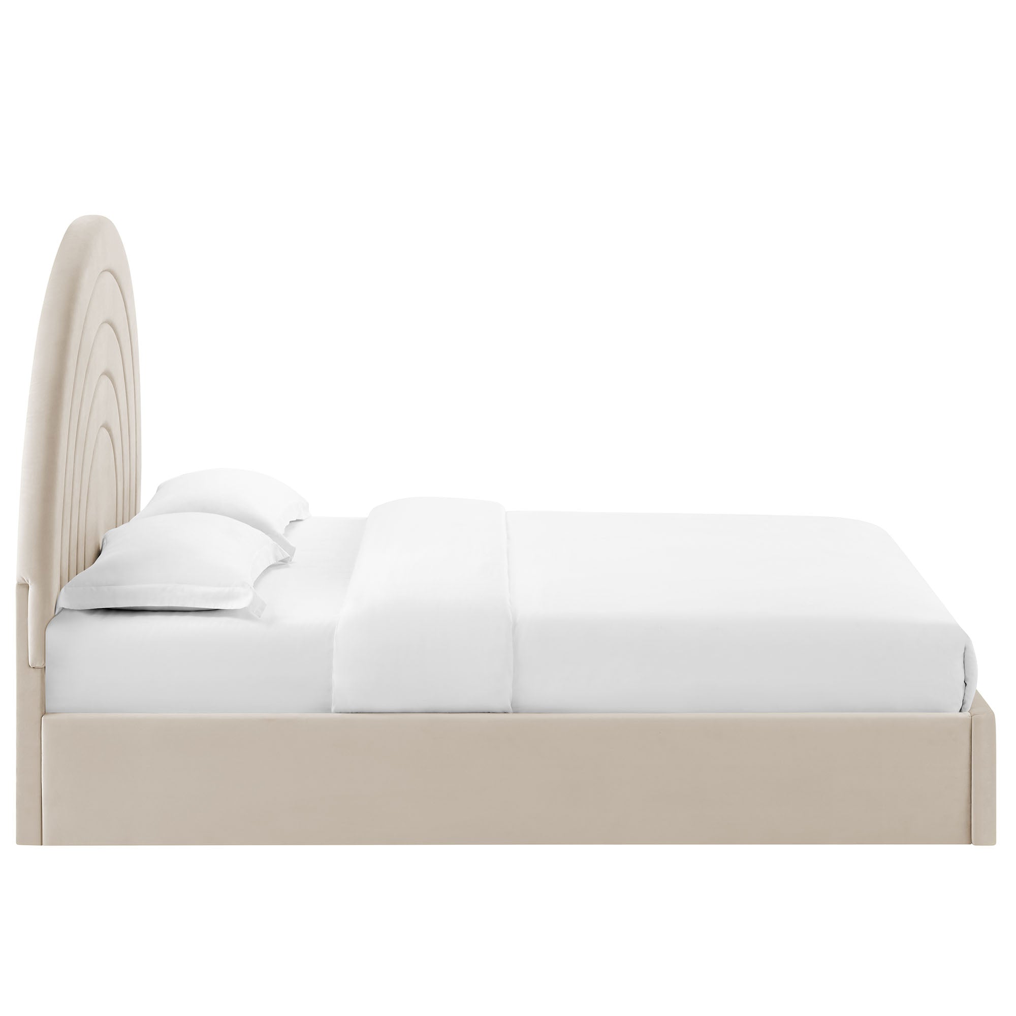 Solana Arched Performance Velvet King Platform Bed, Almond