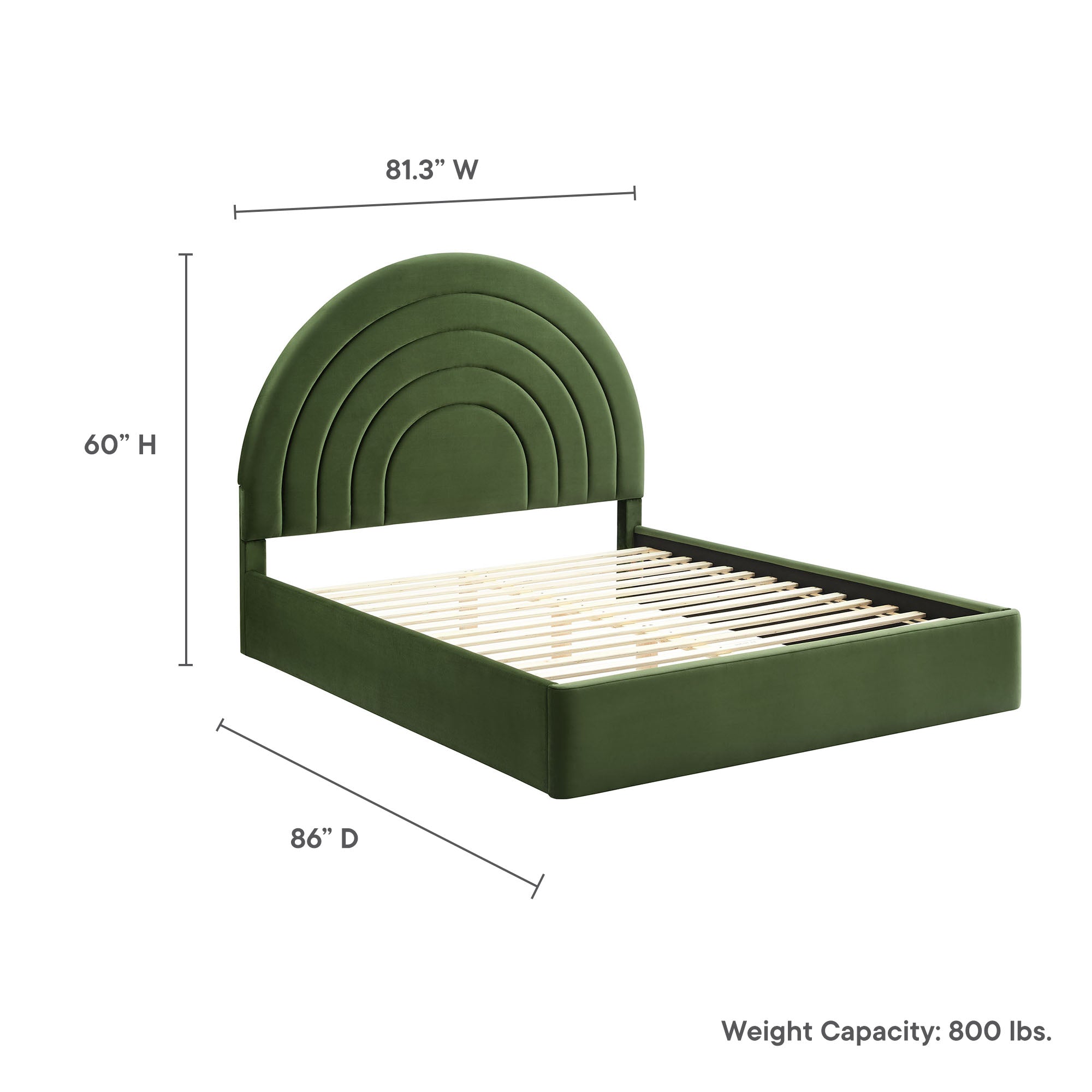 Solana Arched Performance Velvet King Platform Bed, Moss Green