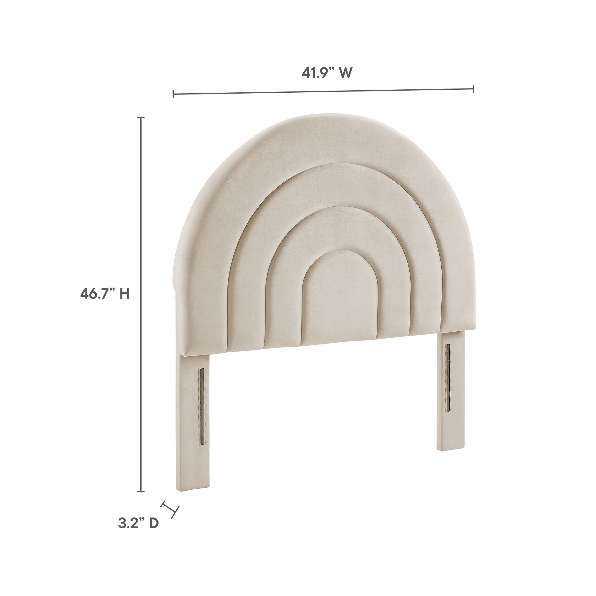 Solana Arched Performance Velvet Twin Headboard, Almond