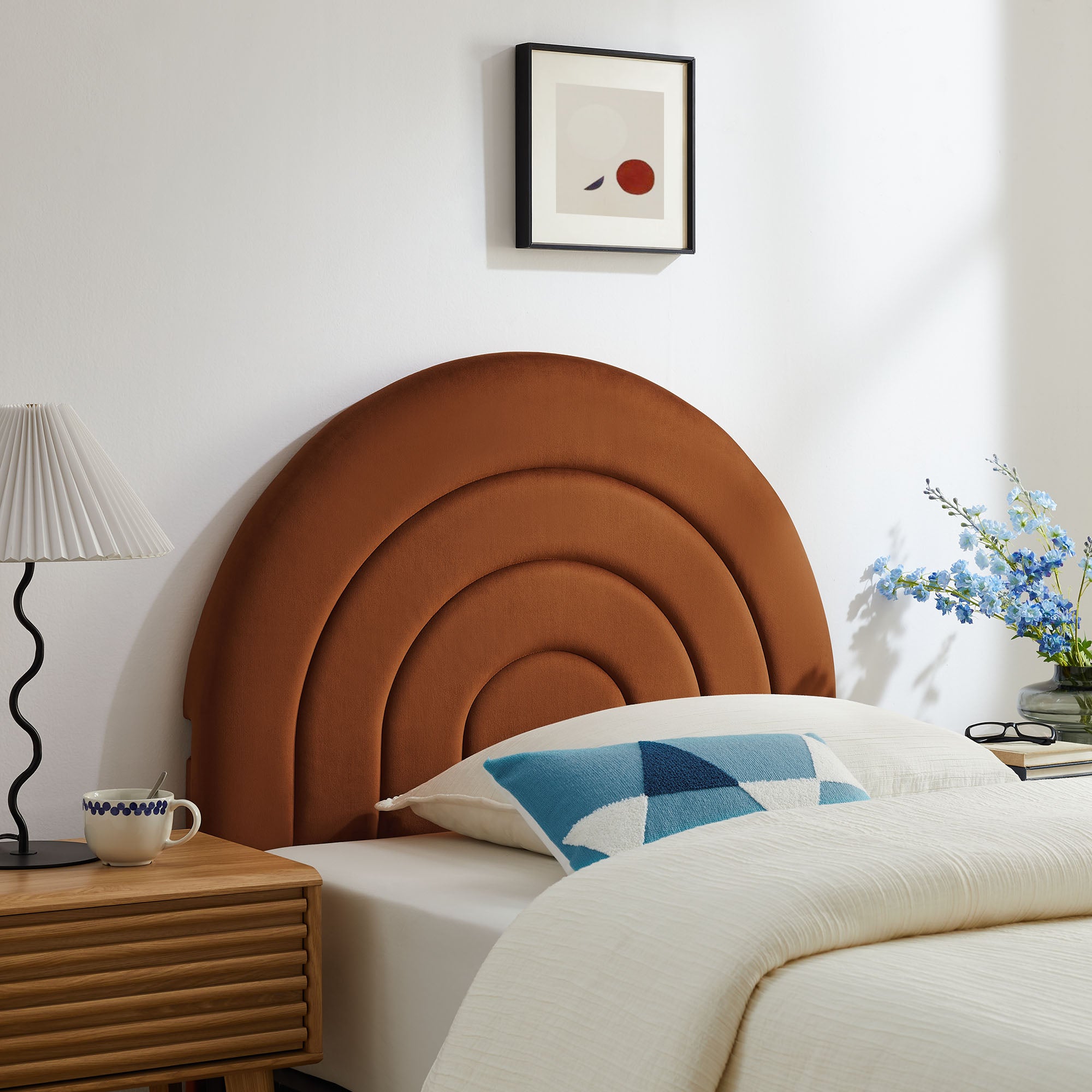 Solana Arched Performance Velvet Twin Headboard, Rust
