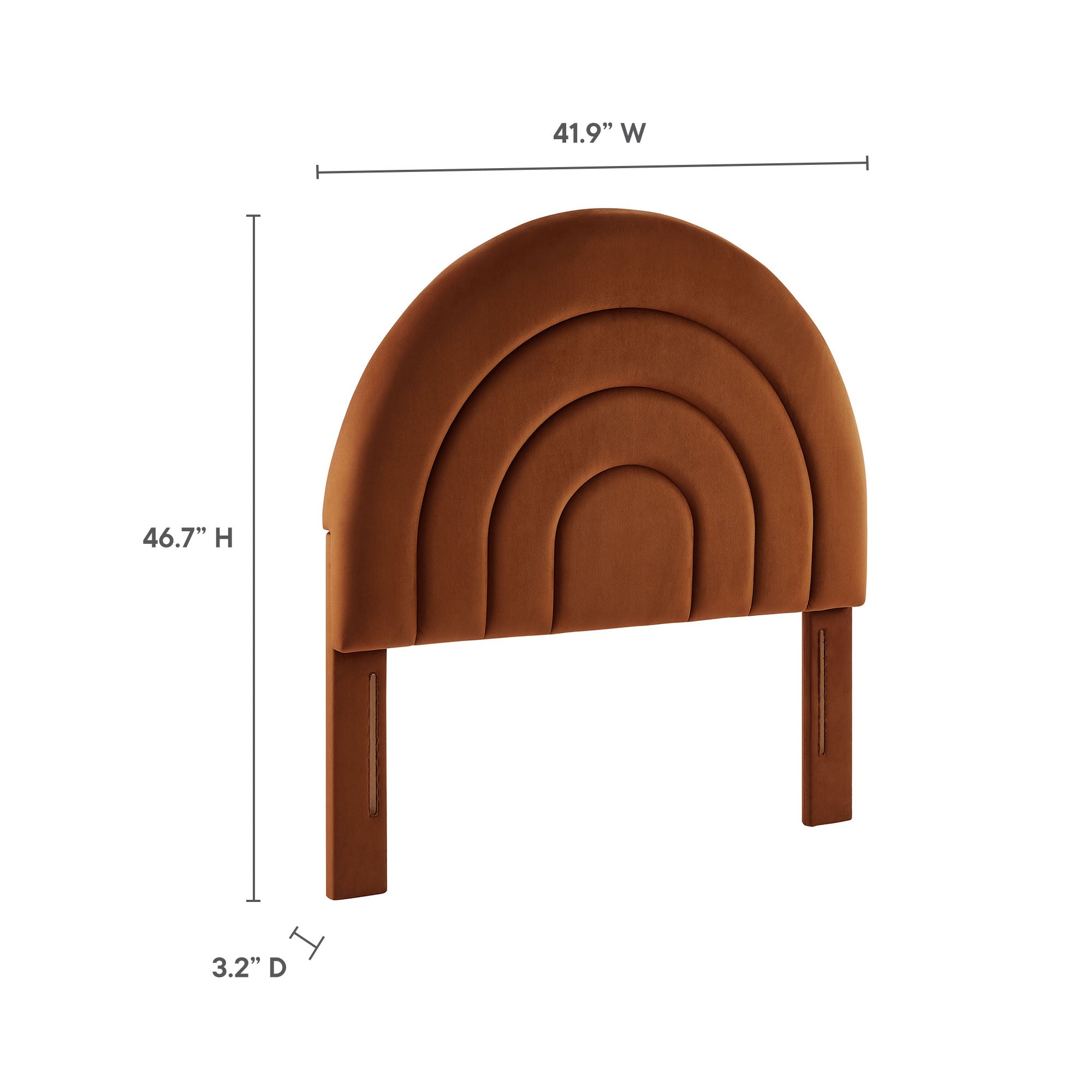 Solana Arched Performance Velvet Twin Headboard, Rust