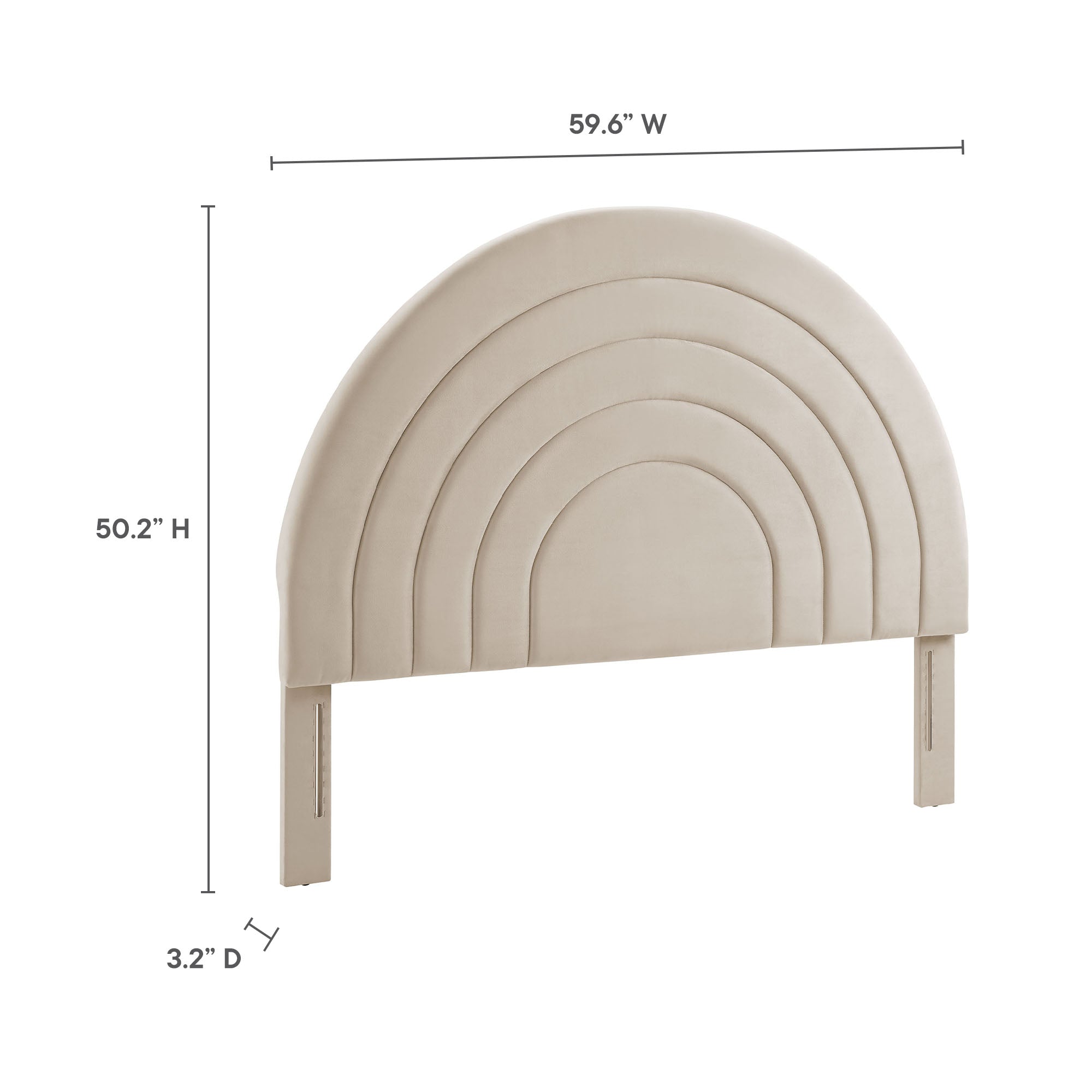 Solana Arched Performance Velvet Full Headboard, Almond