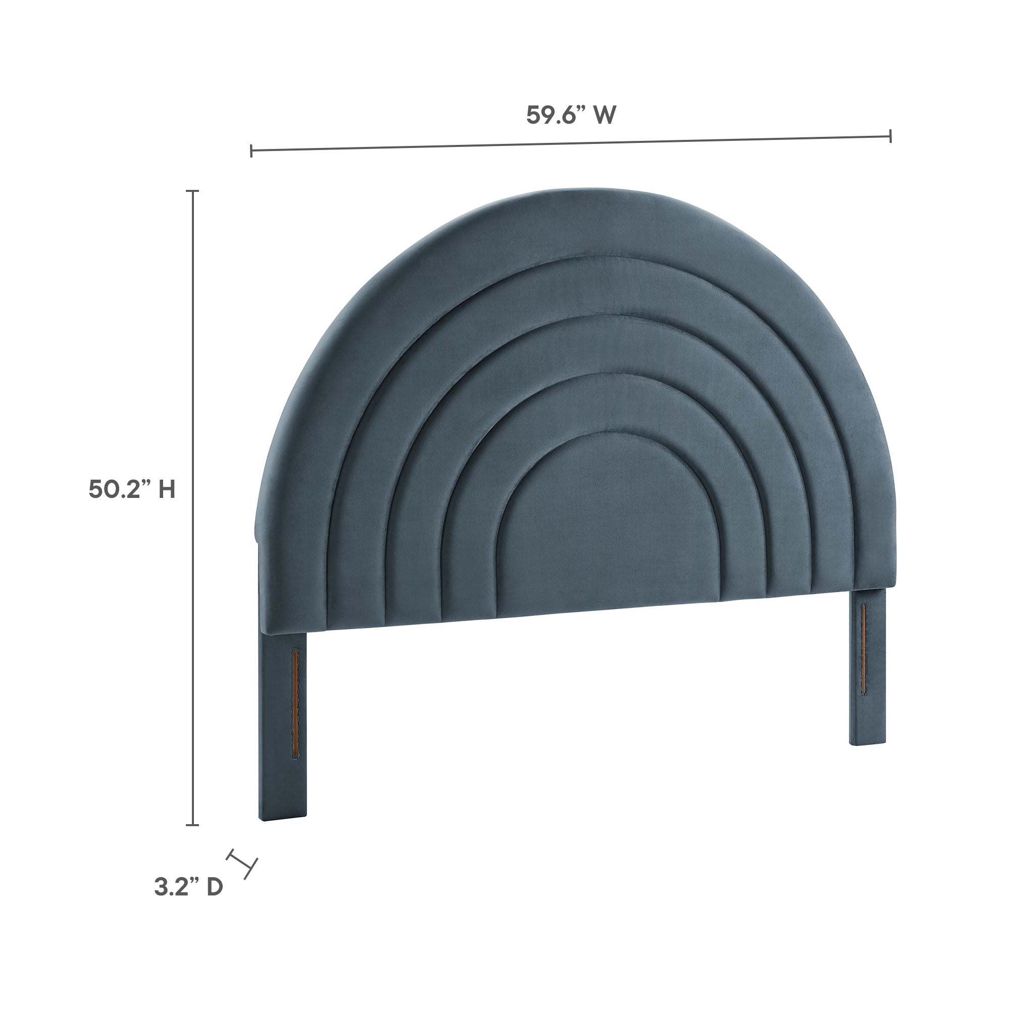 Solana Arched Performance Velvet Full Headboard, Cadet Blue