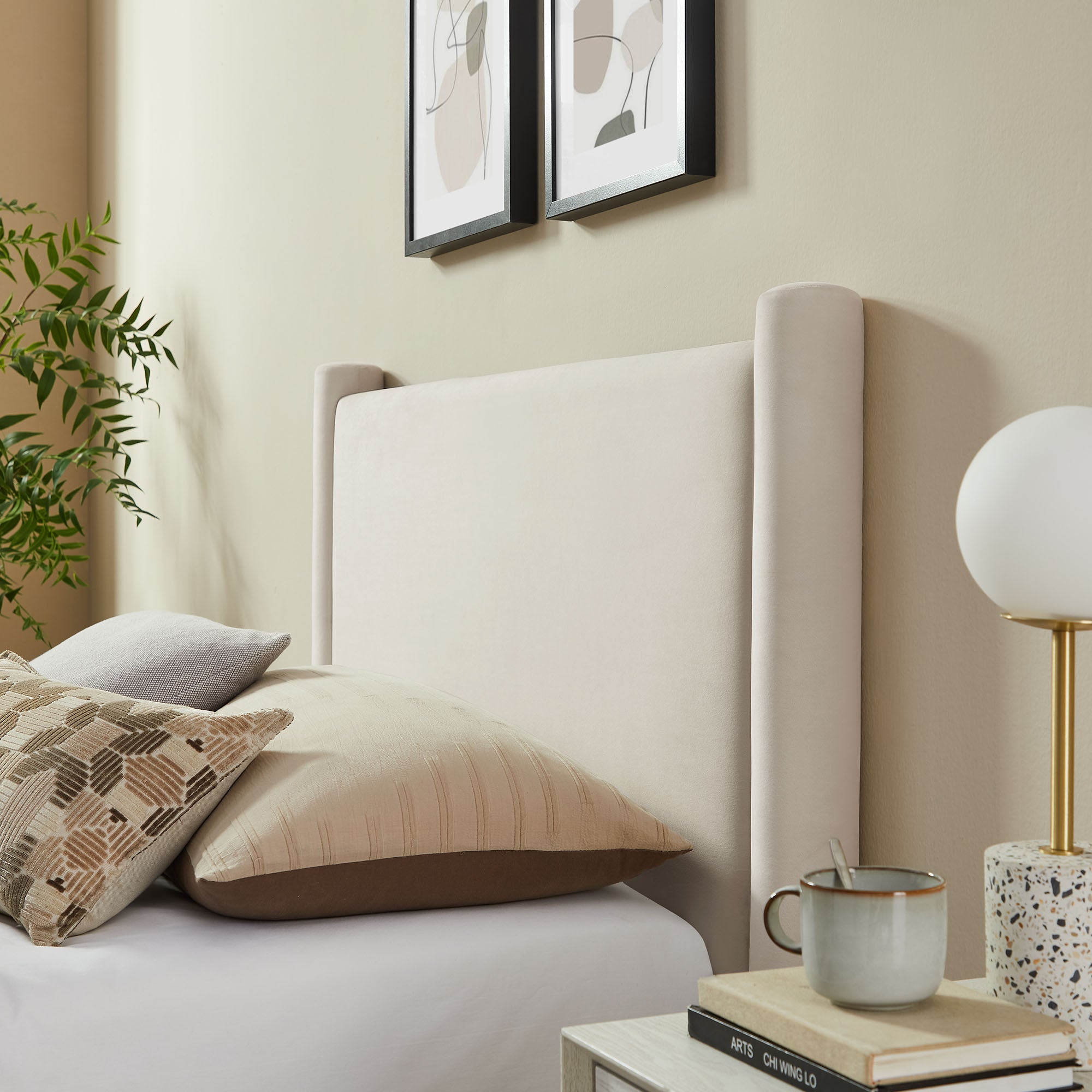 Rael Performance Velvet Twin Platform Bed, Alabaster