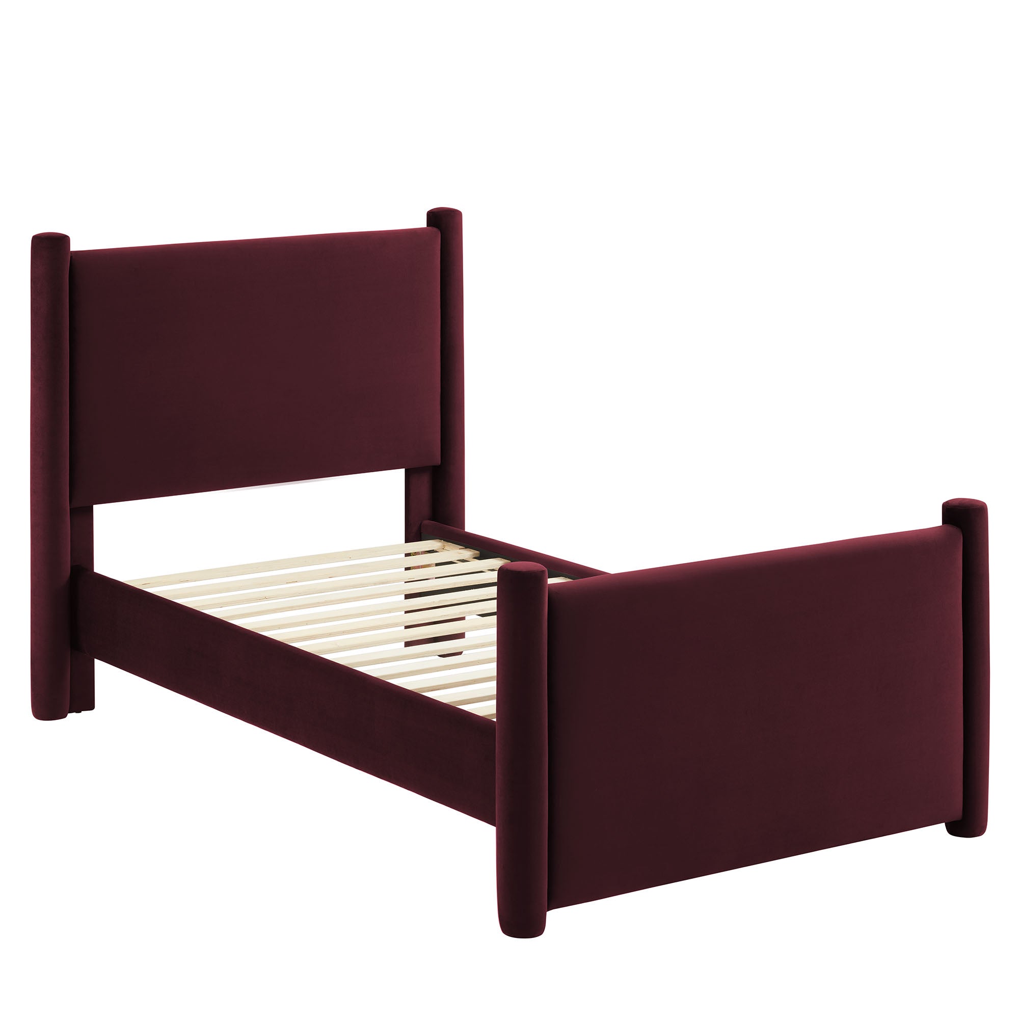Rael Performance Velvet Twin Platform Bed, Mulberry