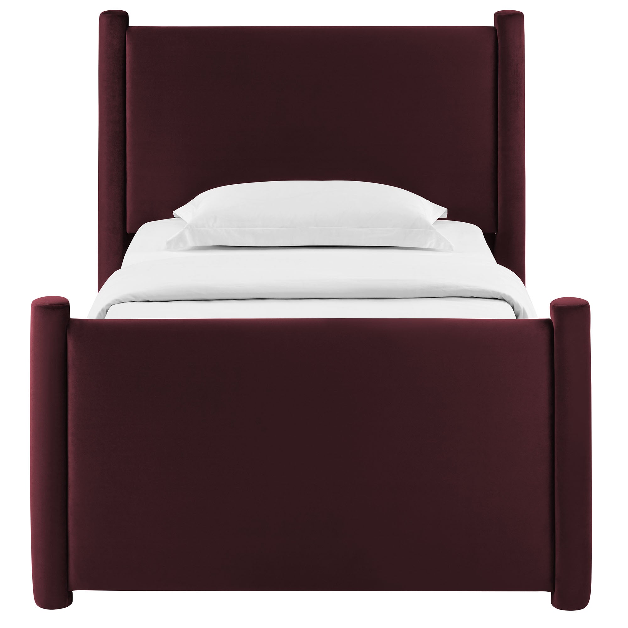 Rael Performance Velvet Twin Platform Bed, Mulberry