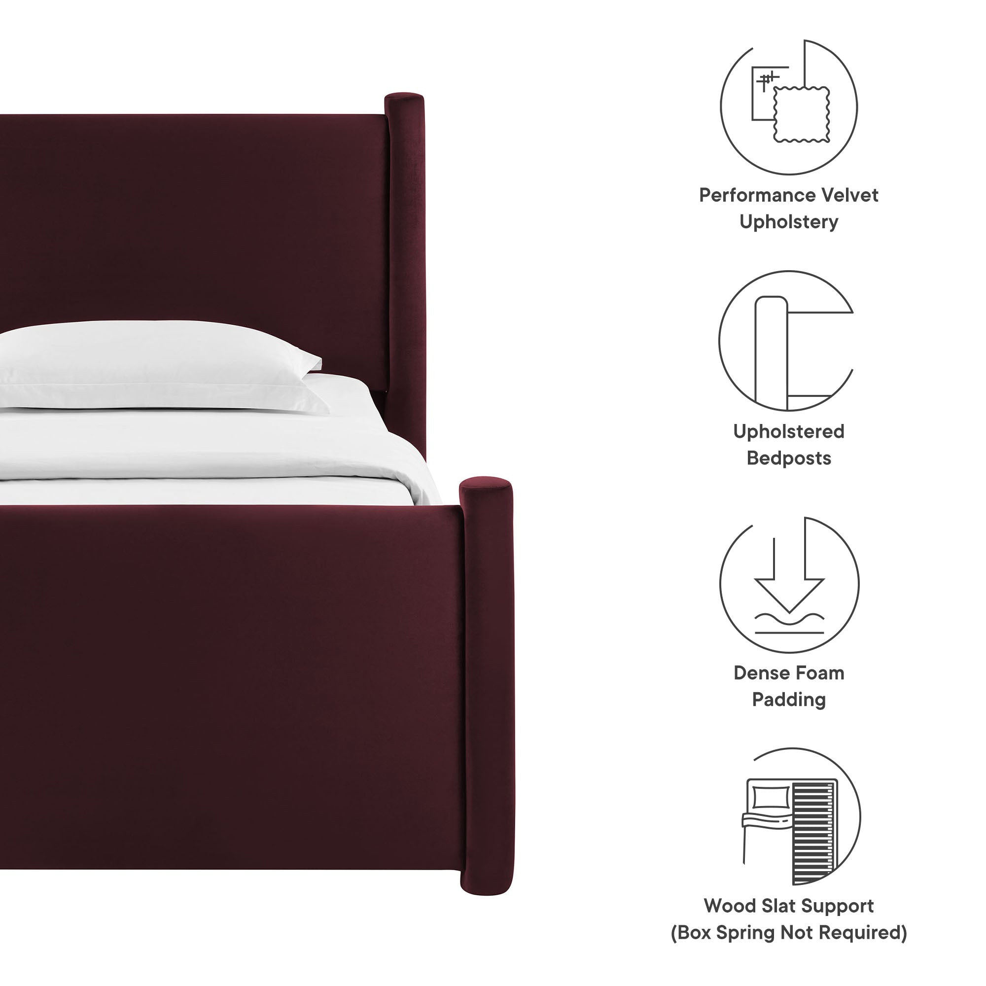 Rael Performance Velvet Twin Platform Bed, Mulberry