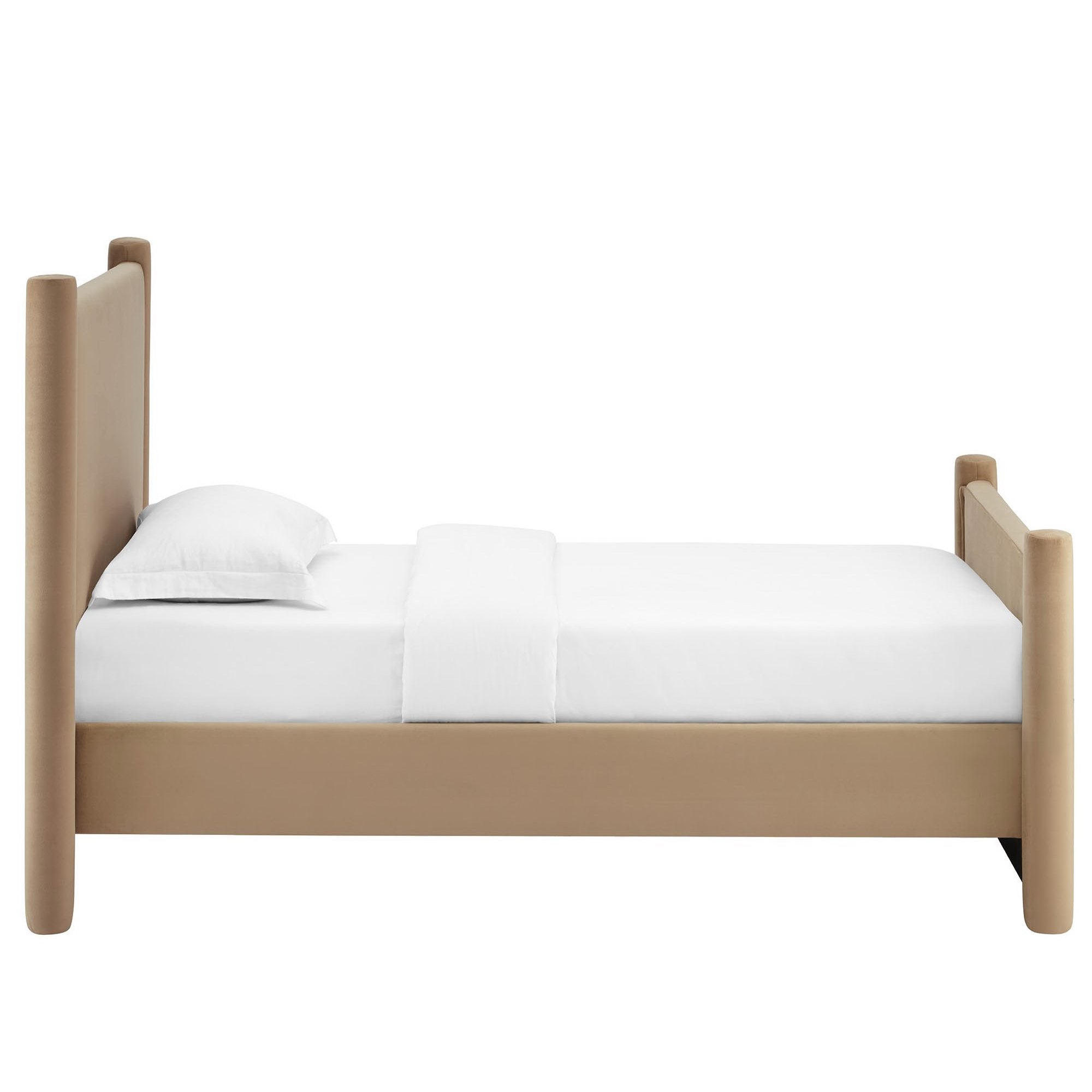 Rael Performance Velvet Twin Platform Bed, Taupe