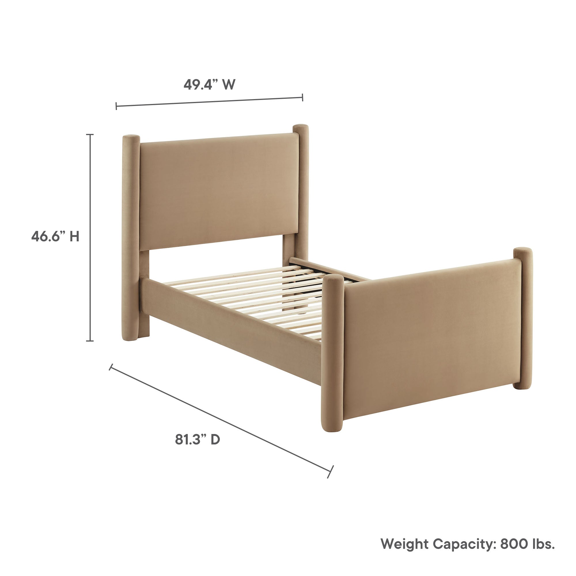 Rael Performance Velvet Twin Platform Bed, Taupe