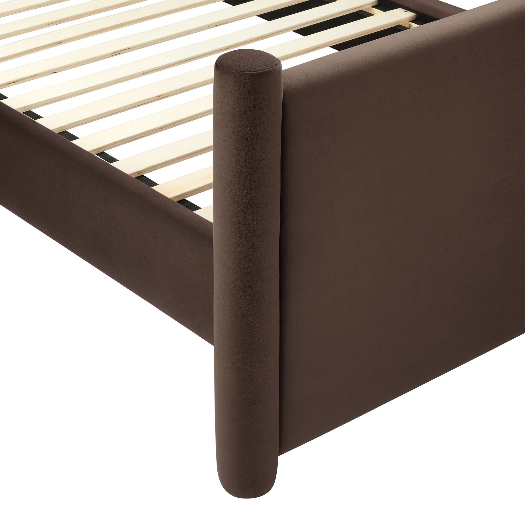 Rael Performance Velvet Full Platform Bed, Chocolate Brown