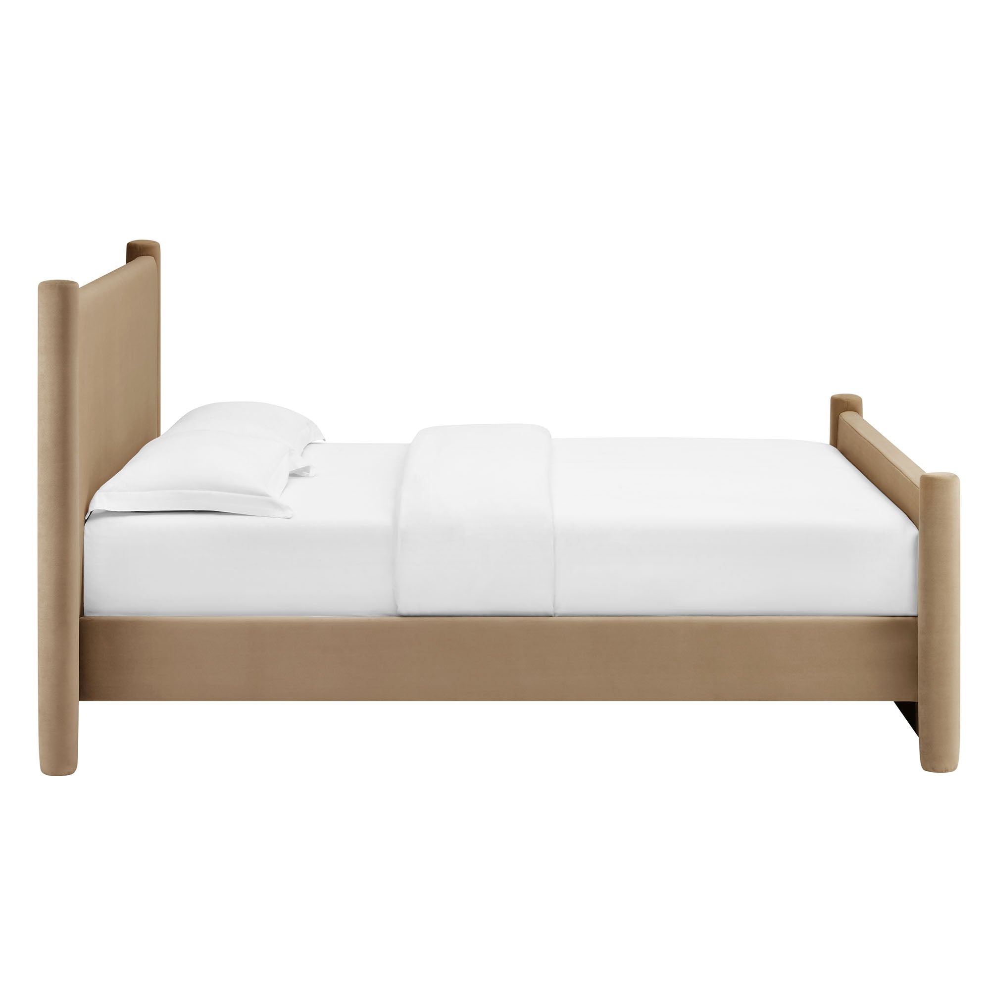 Rael Performance Velvet Full Platform Bed, Taupe