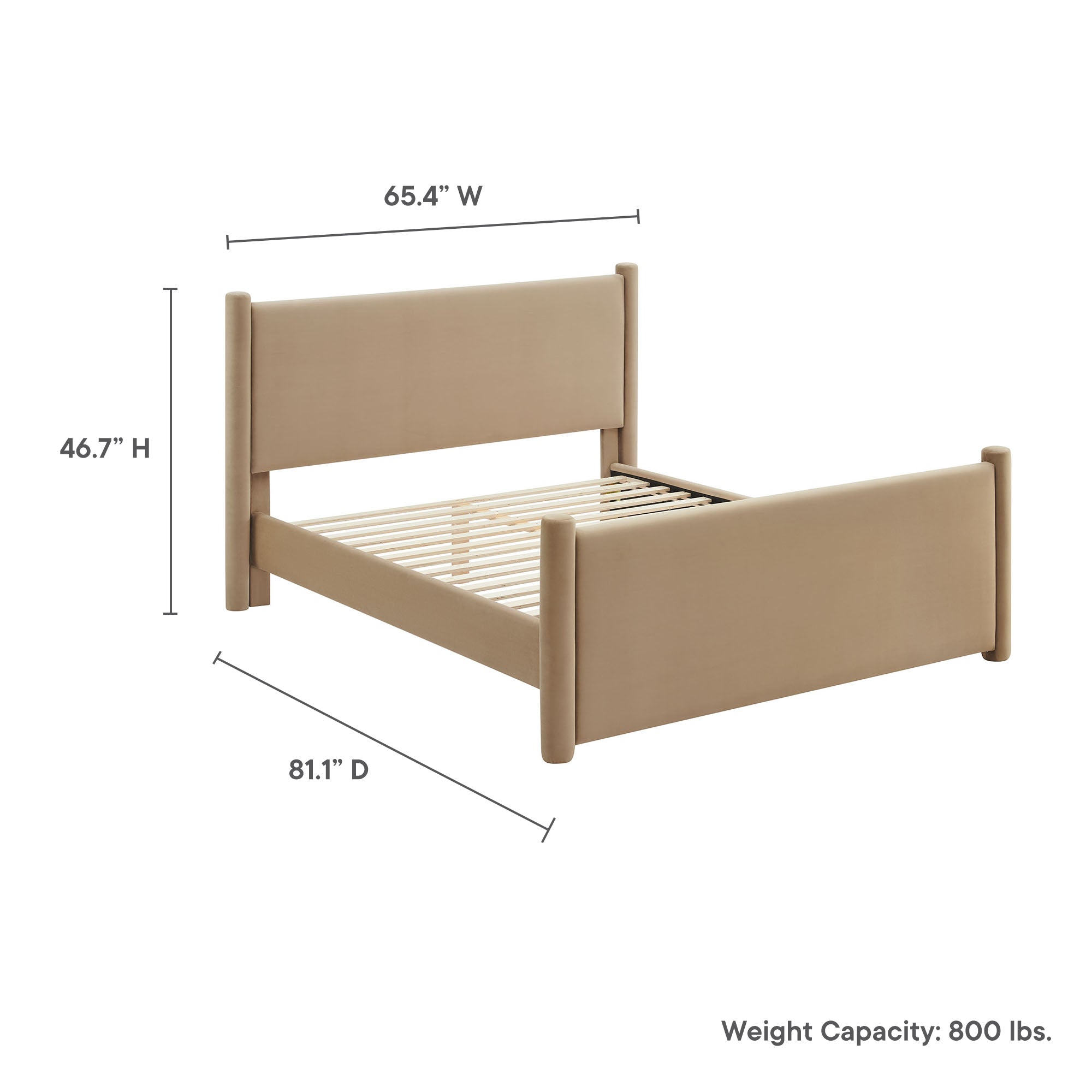 Rael Performance Velvet Full Platform Bed, Taupe