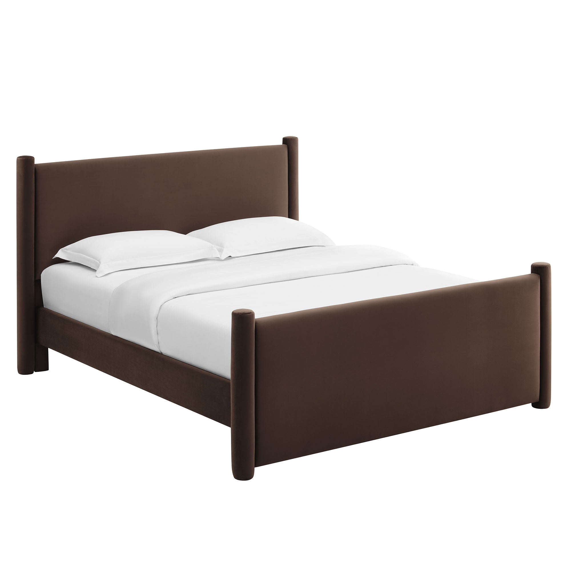 Rael Performance Velvet Queen Platform Bed, Chocolate Brown