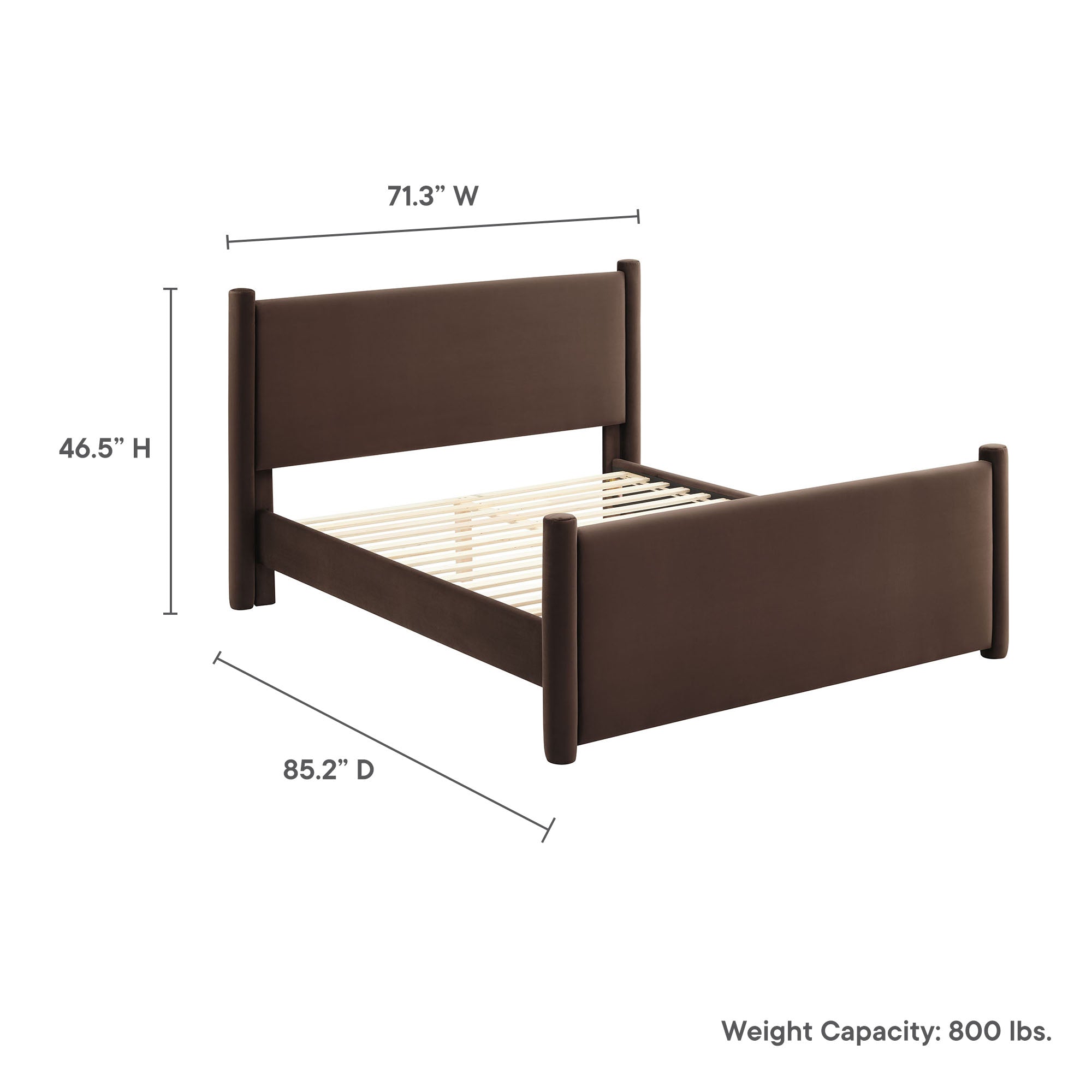Rael Performance Velvet Queen Platform Bed, Chocolate Brown