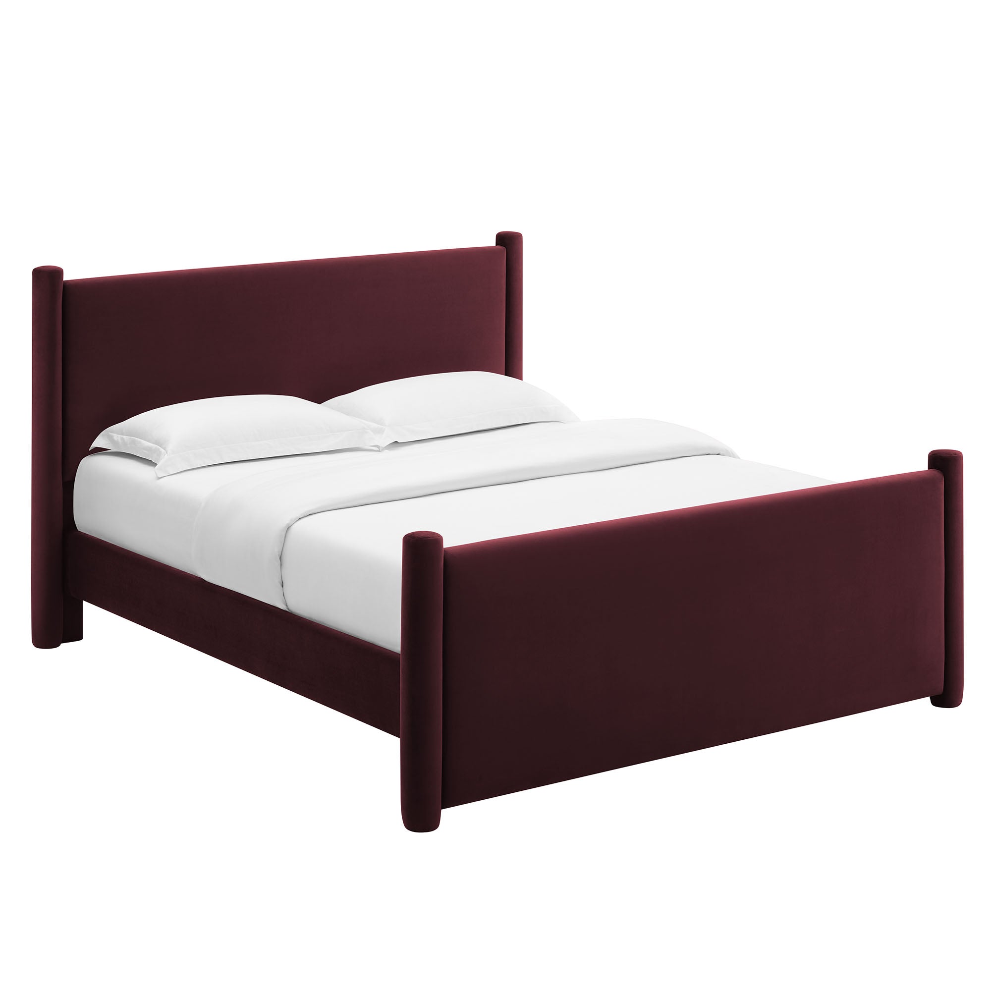 Rael Performance Velvet Queen Platform Bed, Mulberry