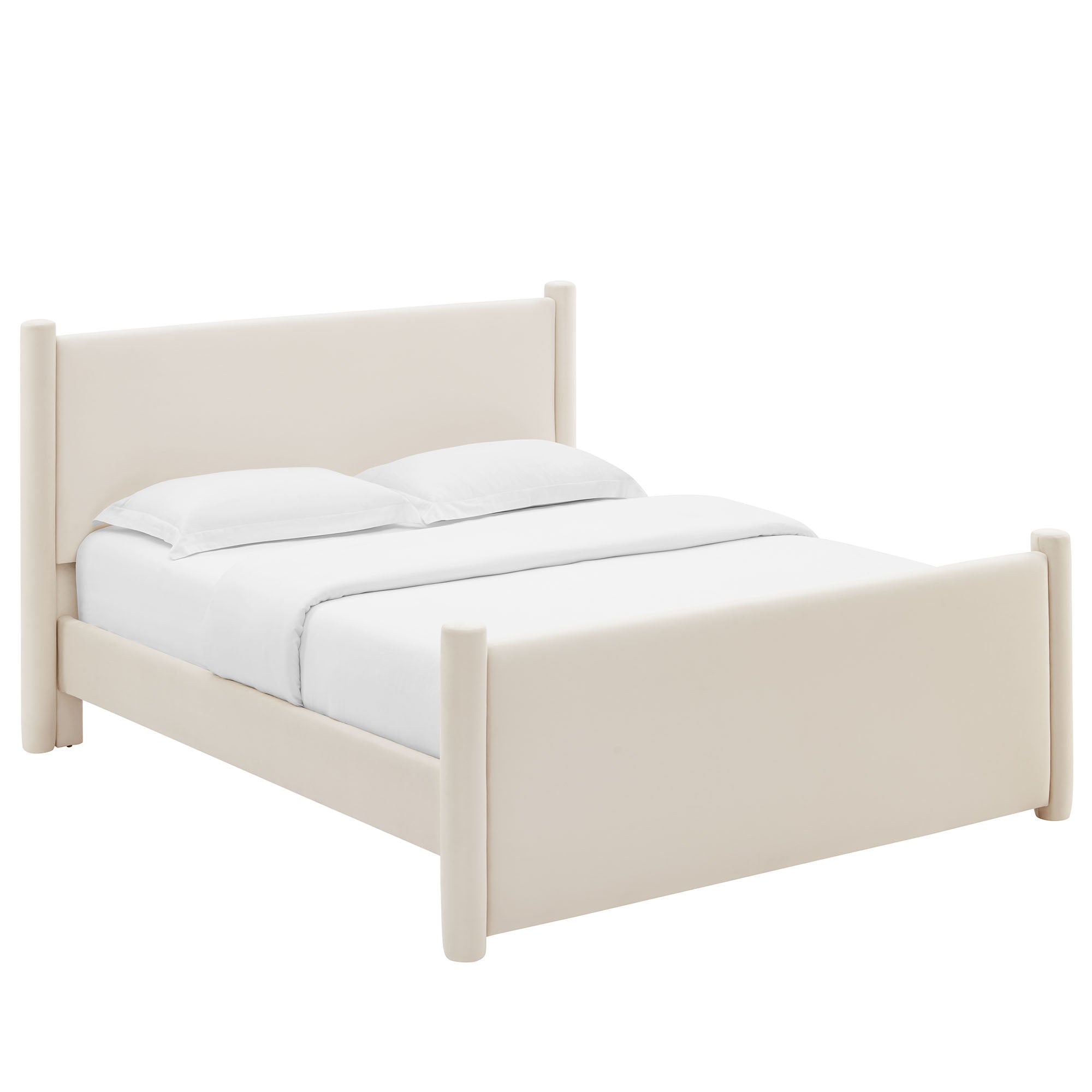 Rael Performance Velvet King Platform Bed, Alabaster