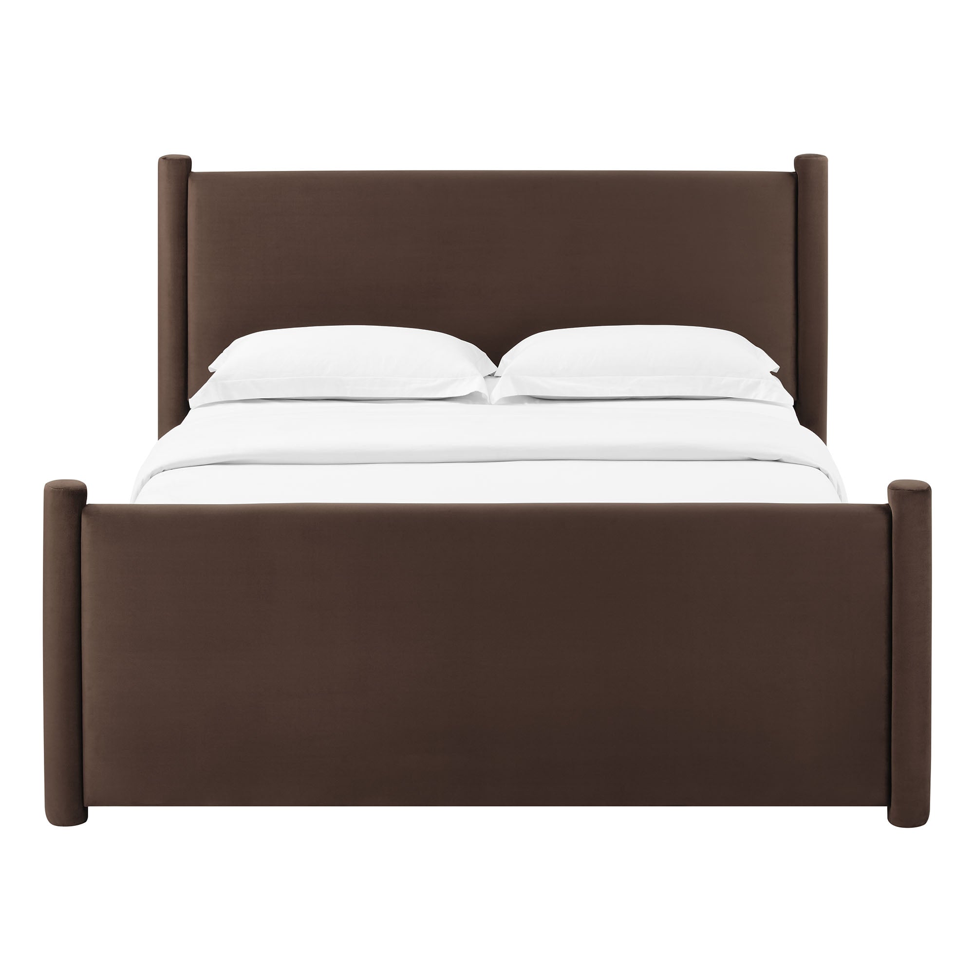Rael Performance Velvet King Platform Bed, Chocolate Brown
