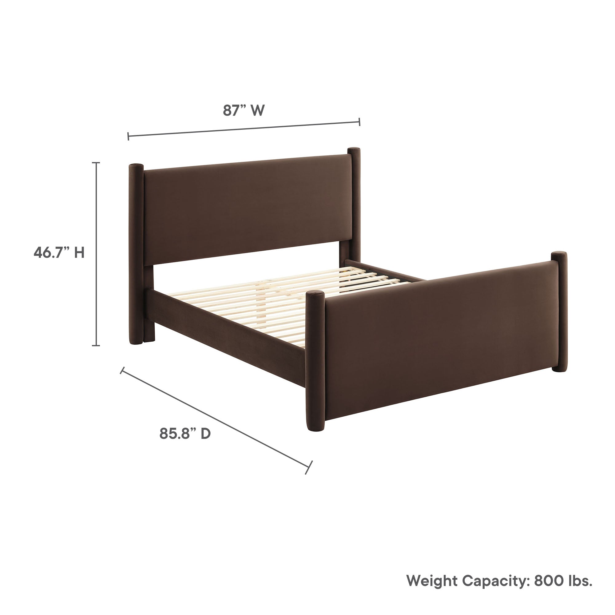 Rael Performance Velvet King Platform Bed, Chocolate Brown