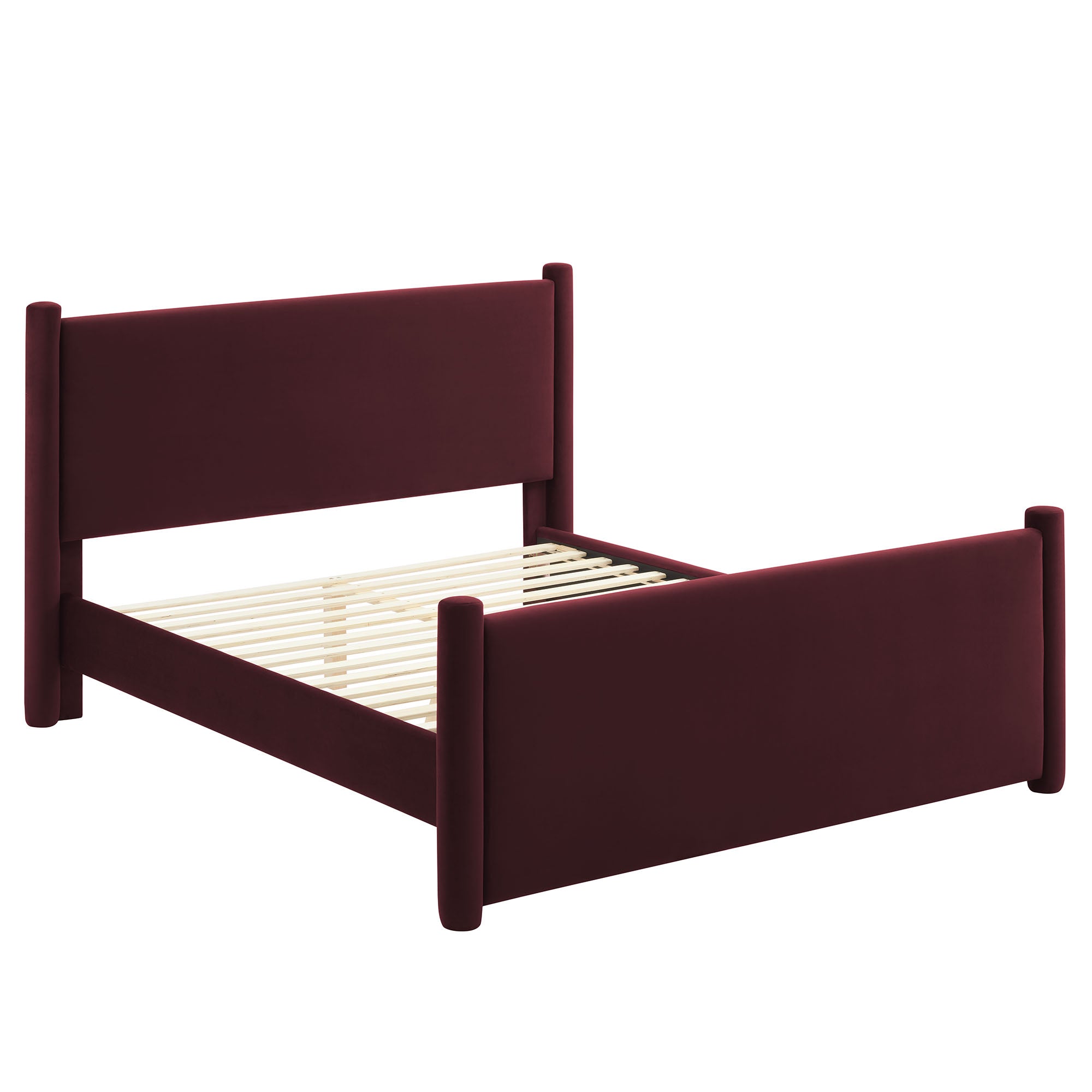 Rael Performance Velvet King Platform Bed, Mulberry