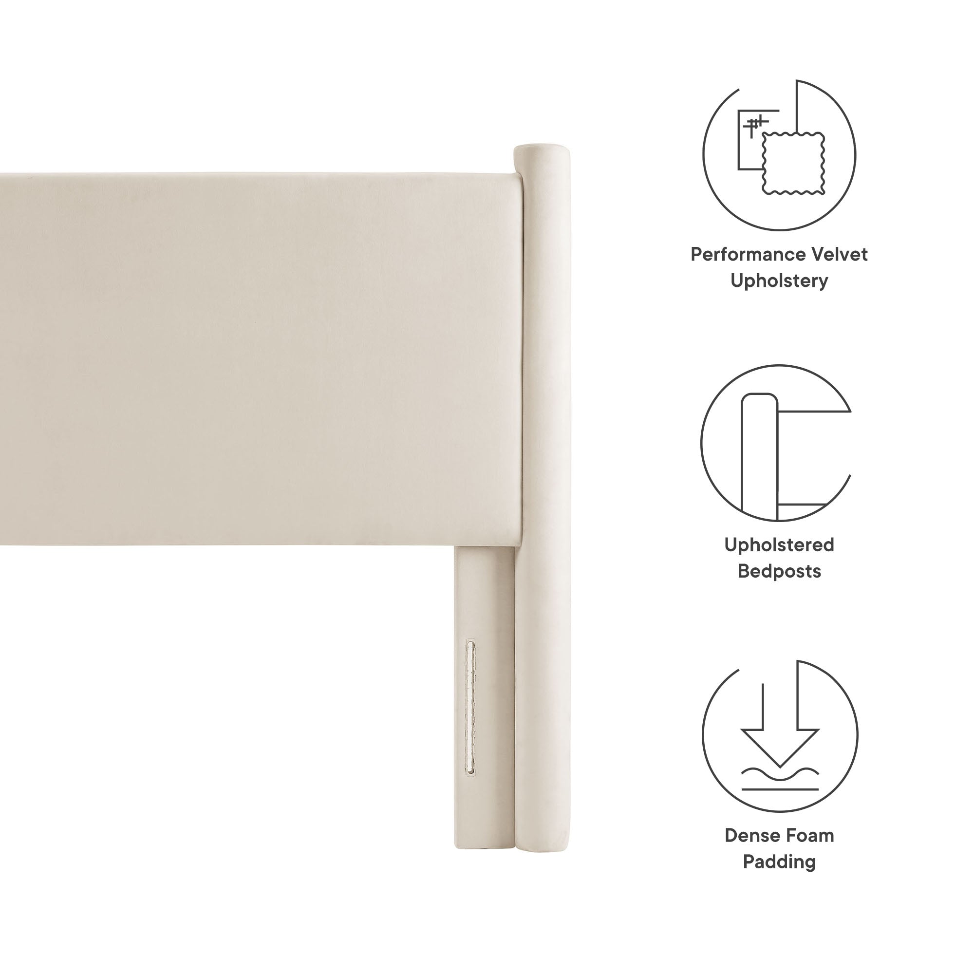 Rael Performance Velvet Twin Headboard, Alabaster