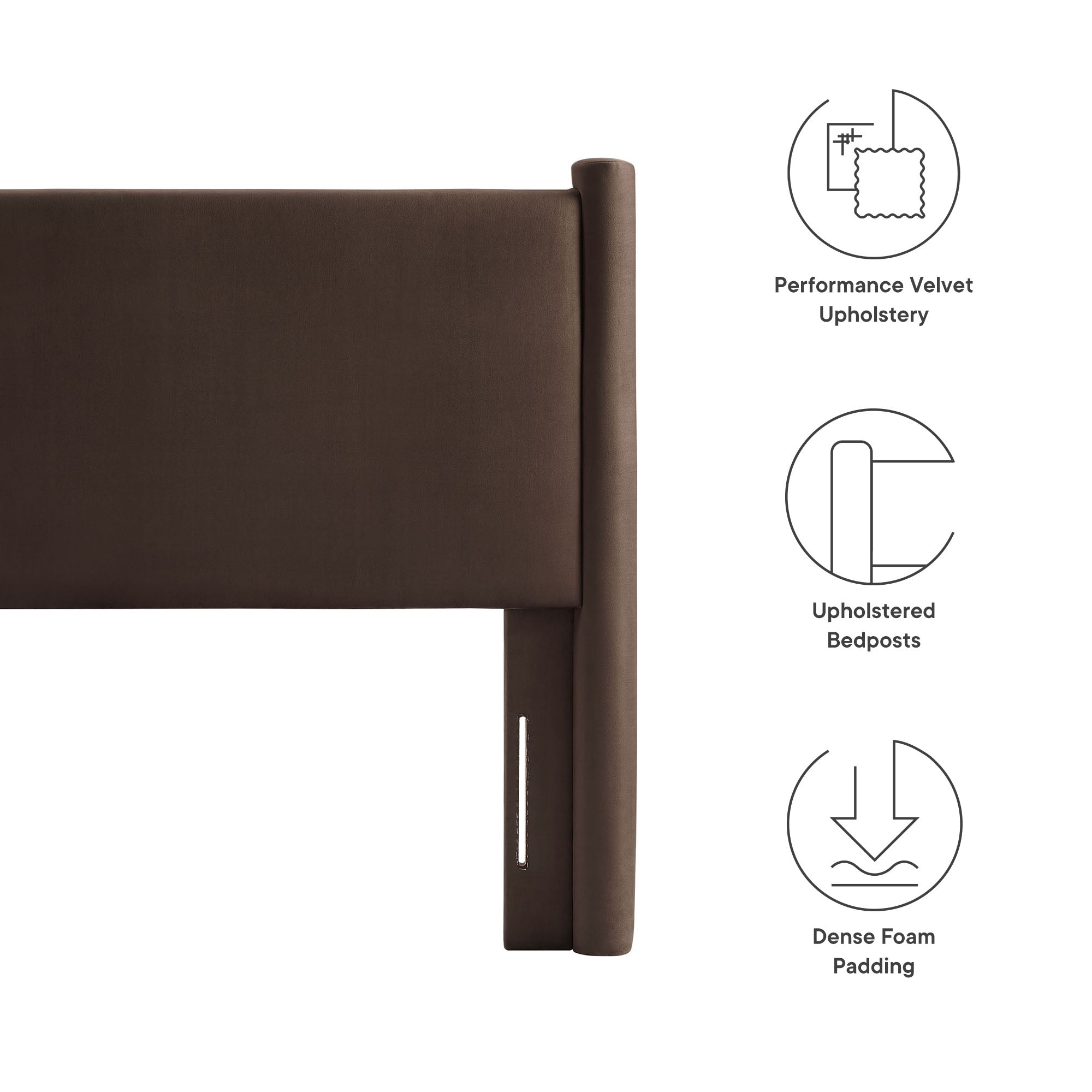 Rael Performance Velvet Twin Headboard, Chocolate Brown