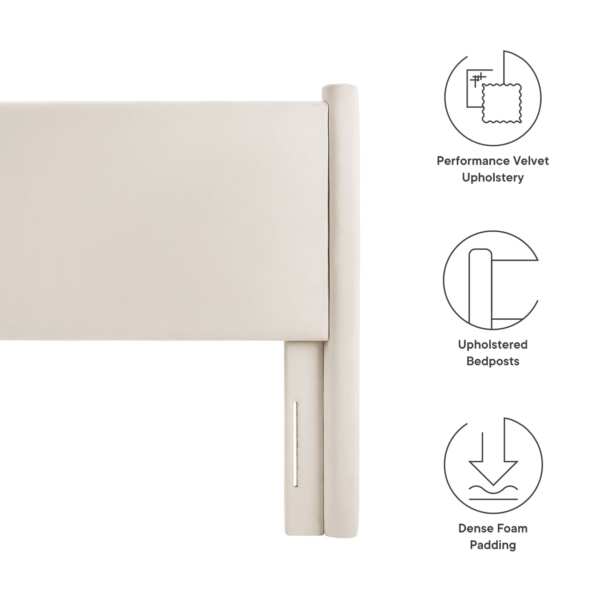 Rael Performance Velvet Full Headboard, Alabaster