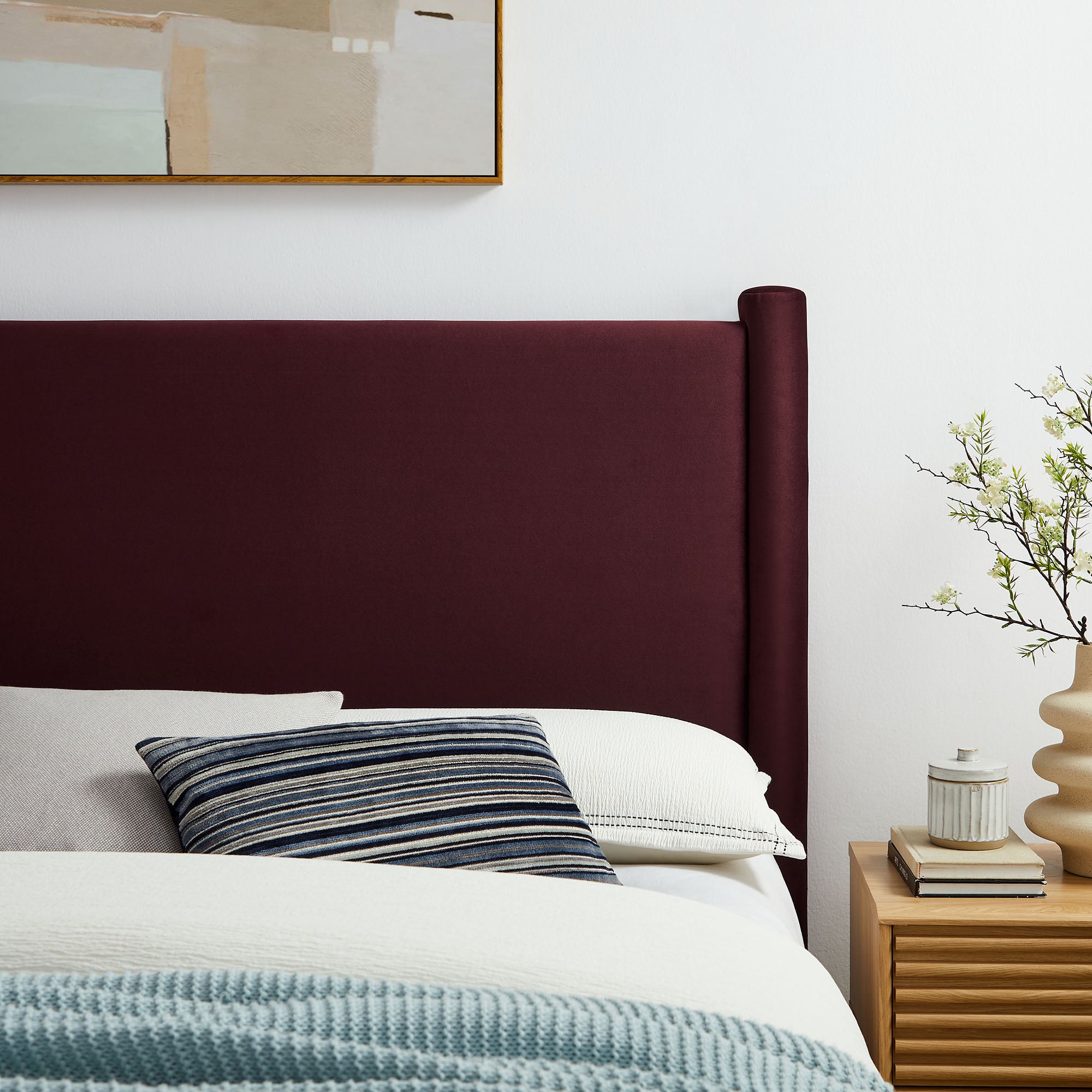 Rael Performance Velvet Full Headboard, Mulberry