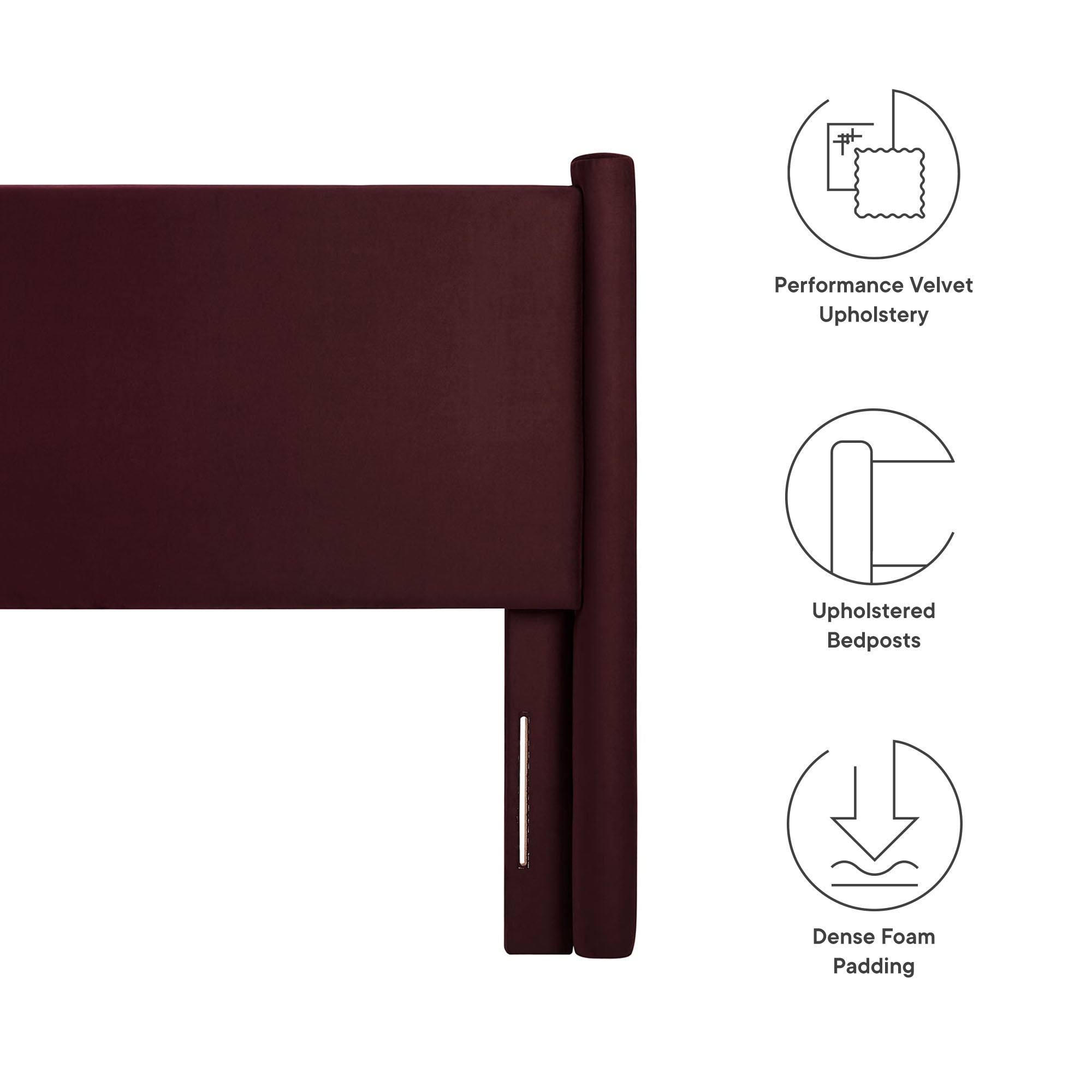 Rael Performance Velvet Queen Headboard, Mulberry