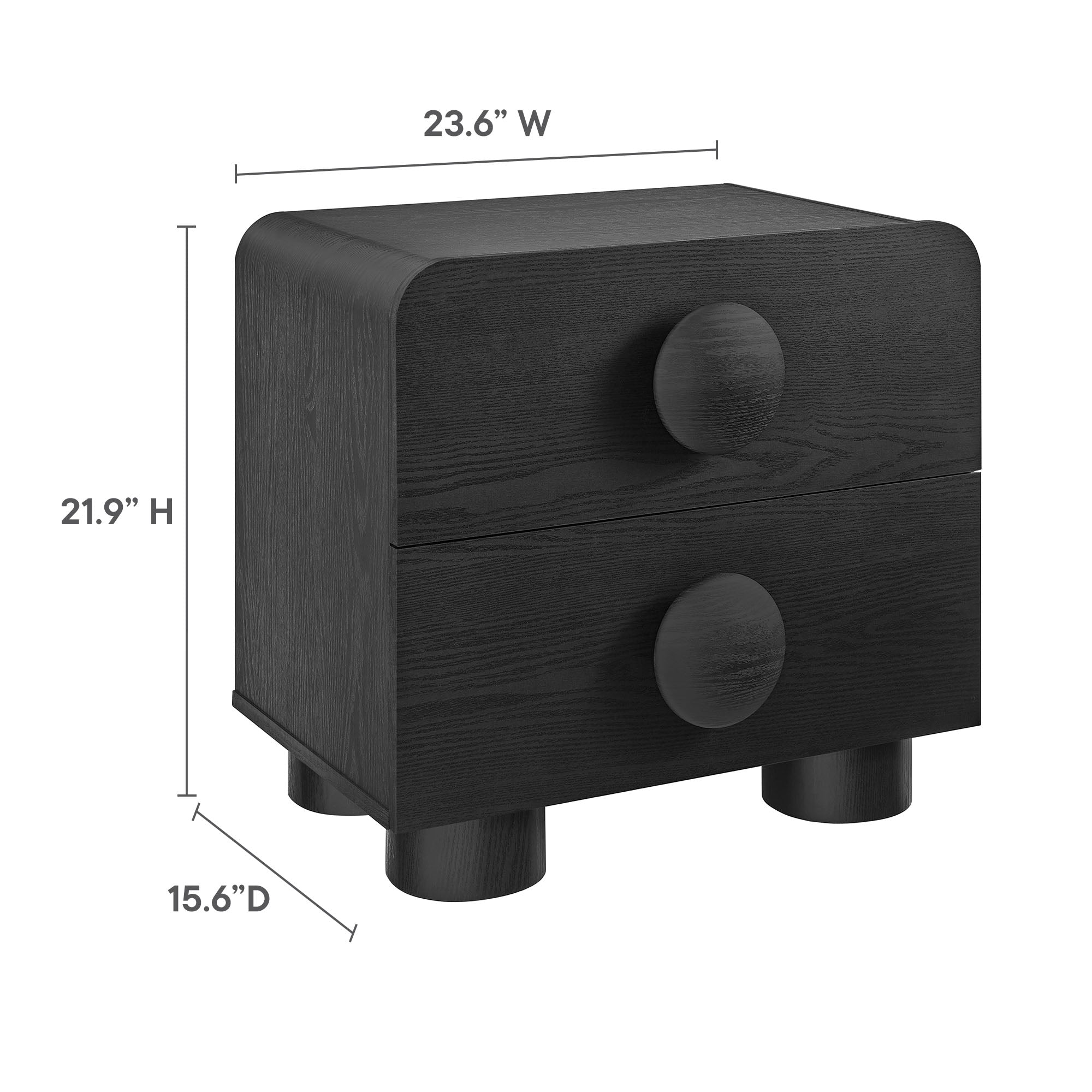 Sonnet 2-Drawer Nightstand, Black