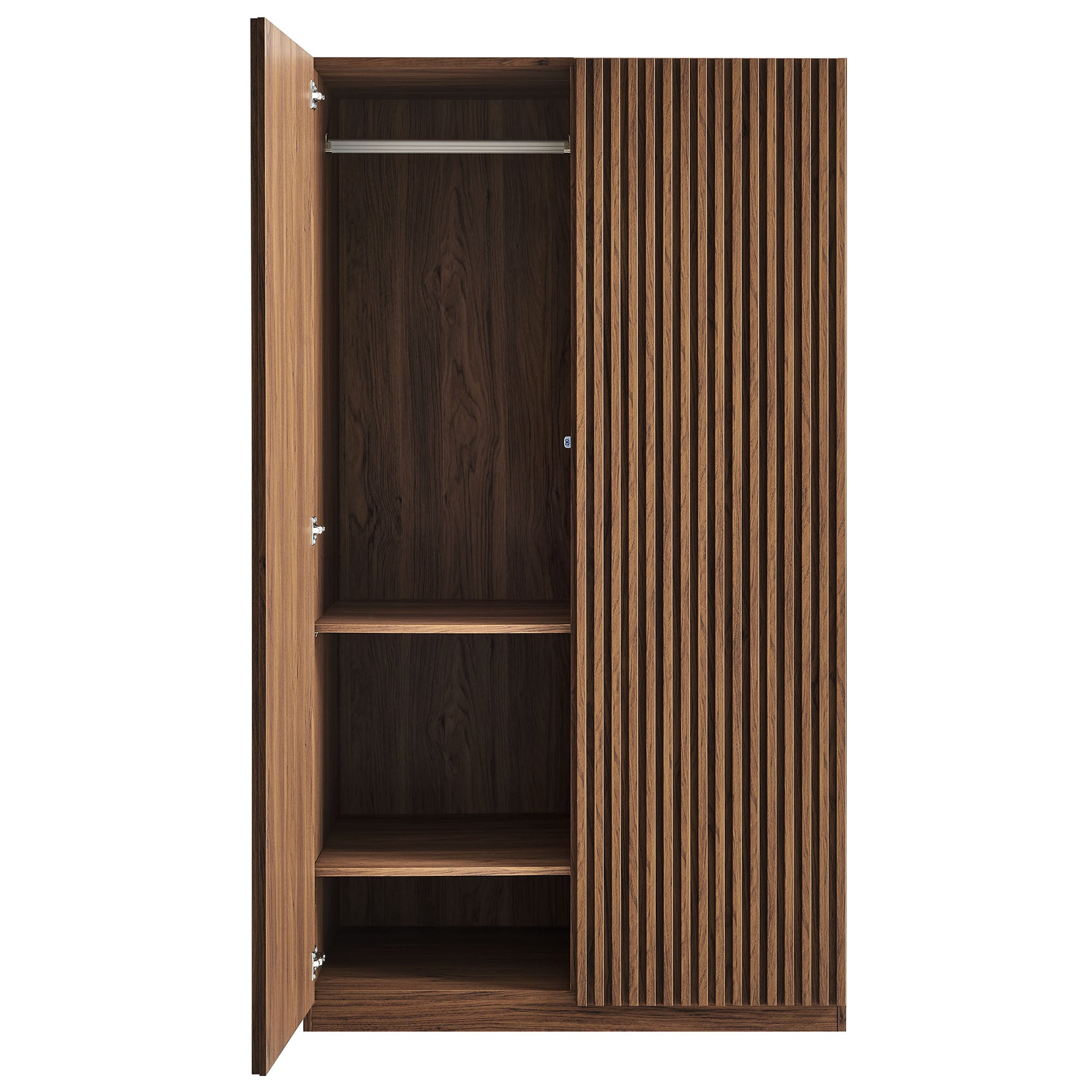 Render 2-Door Wardrobe Closet, Walnut