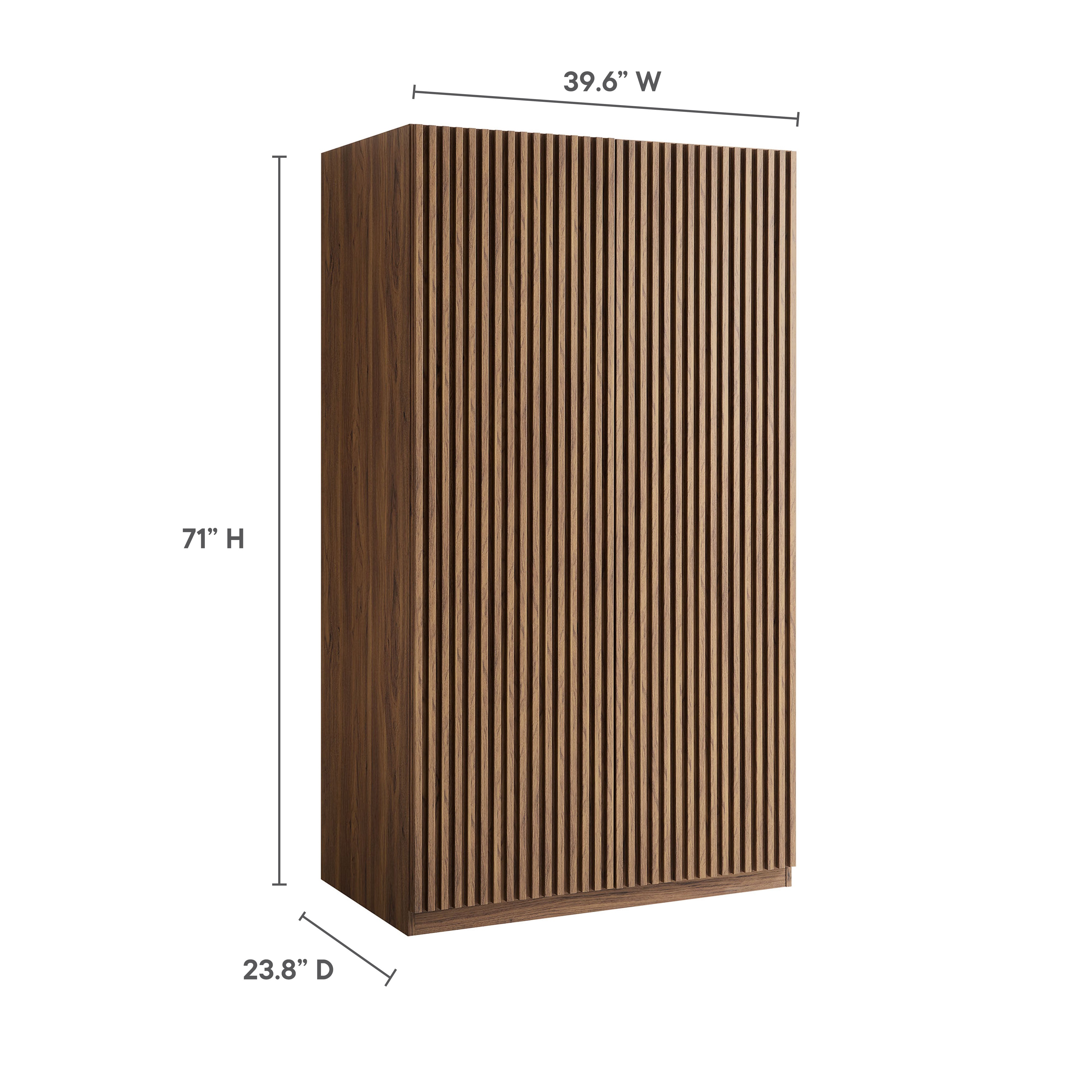 Render 2-Door Wardrobe Closet, Walnut