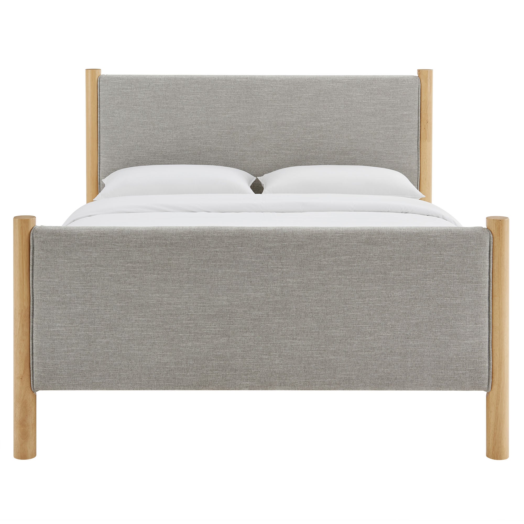 Maven Full Size Fabric Upholstered Platform Bed, Wheat Oak