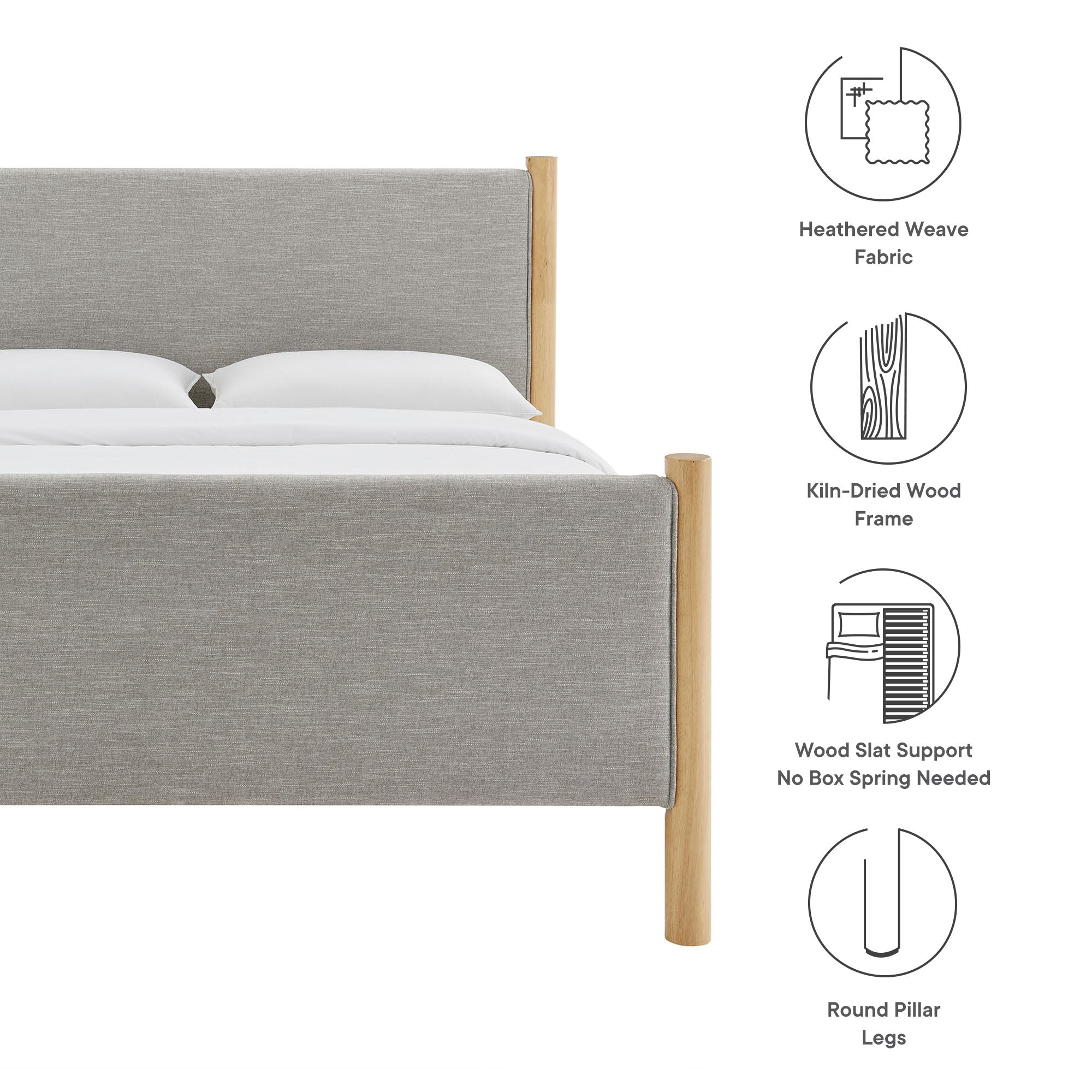 Maven Full Size Fabric Upholstered Platform Bed, Wheat Oak