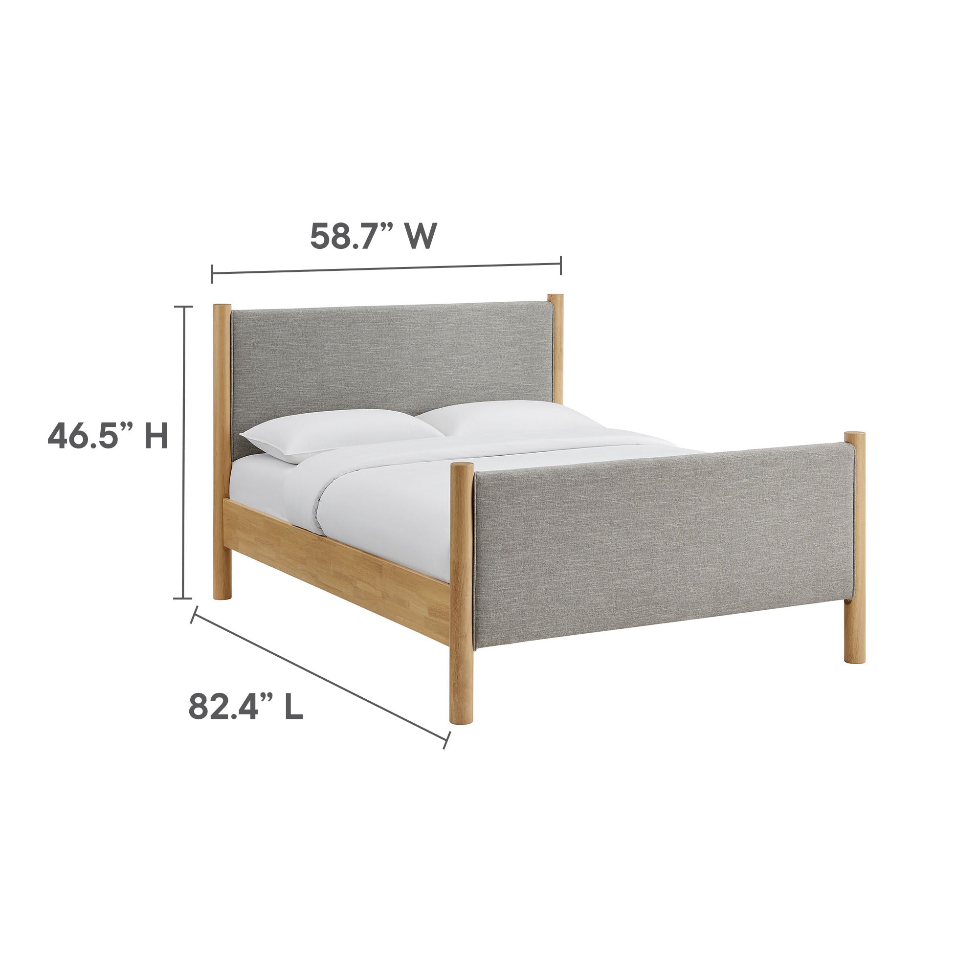 Maven Full Size Fabric Upholstered Platform Bed, Wheat Oak