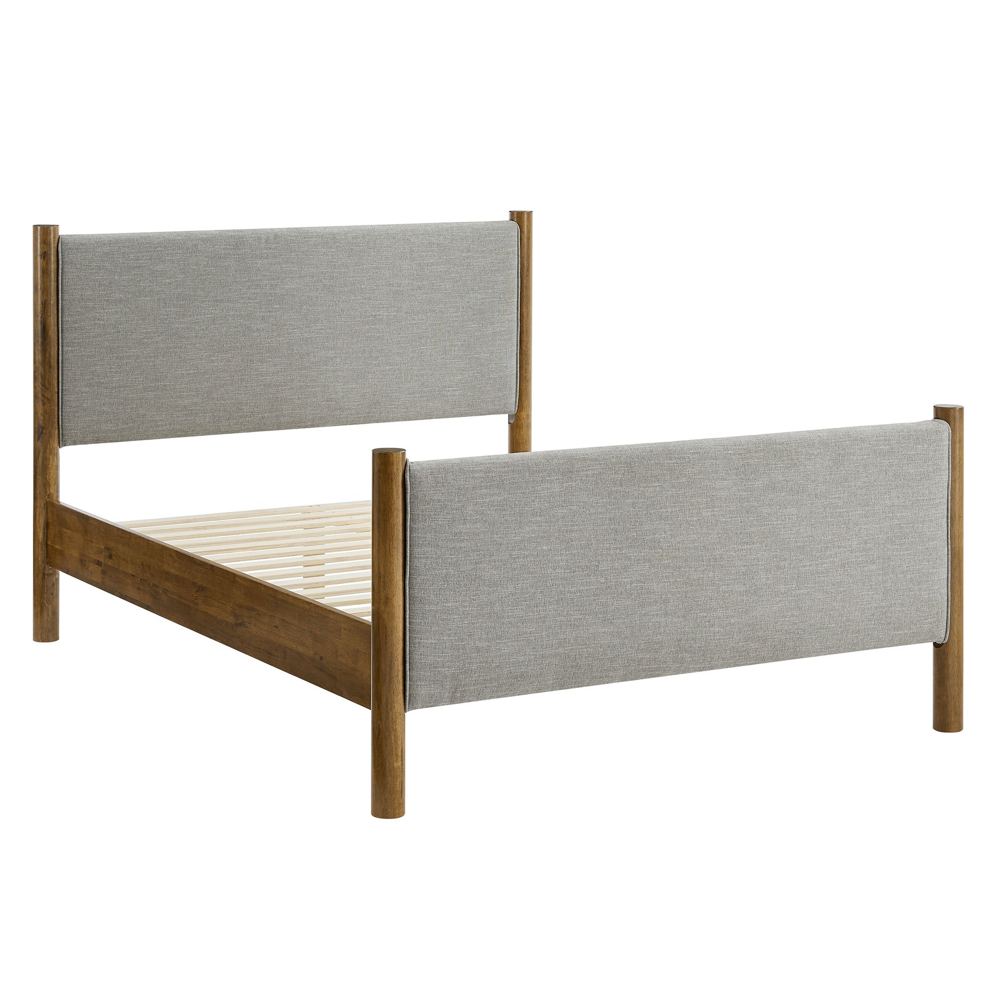 Maven Full Size Fabric Upholstered Platform Bed, Wheat Walnut