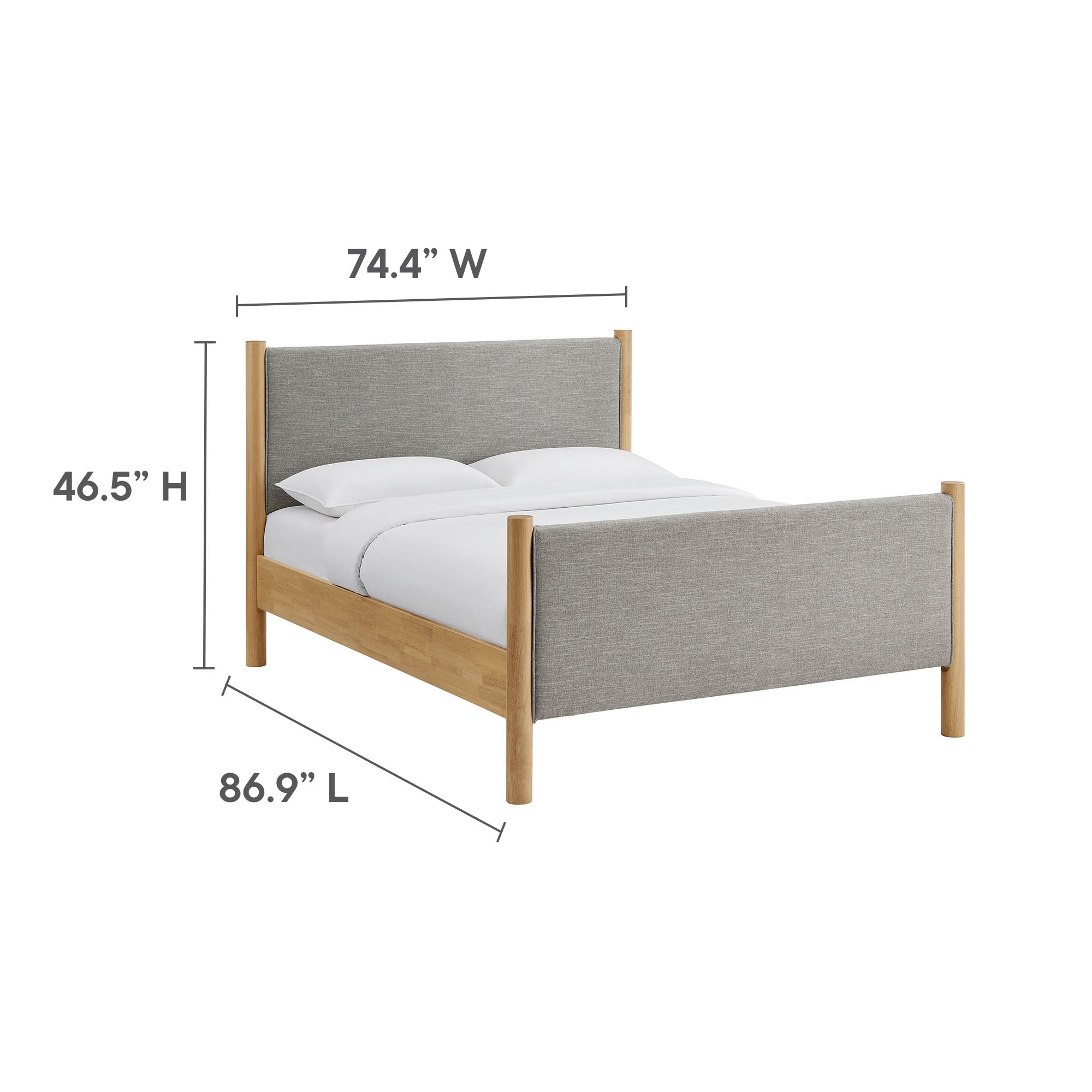 Maven King Size Fabric Upholstered Platform Bed, Wheat Oak
