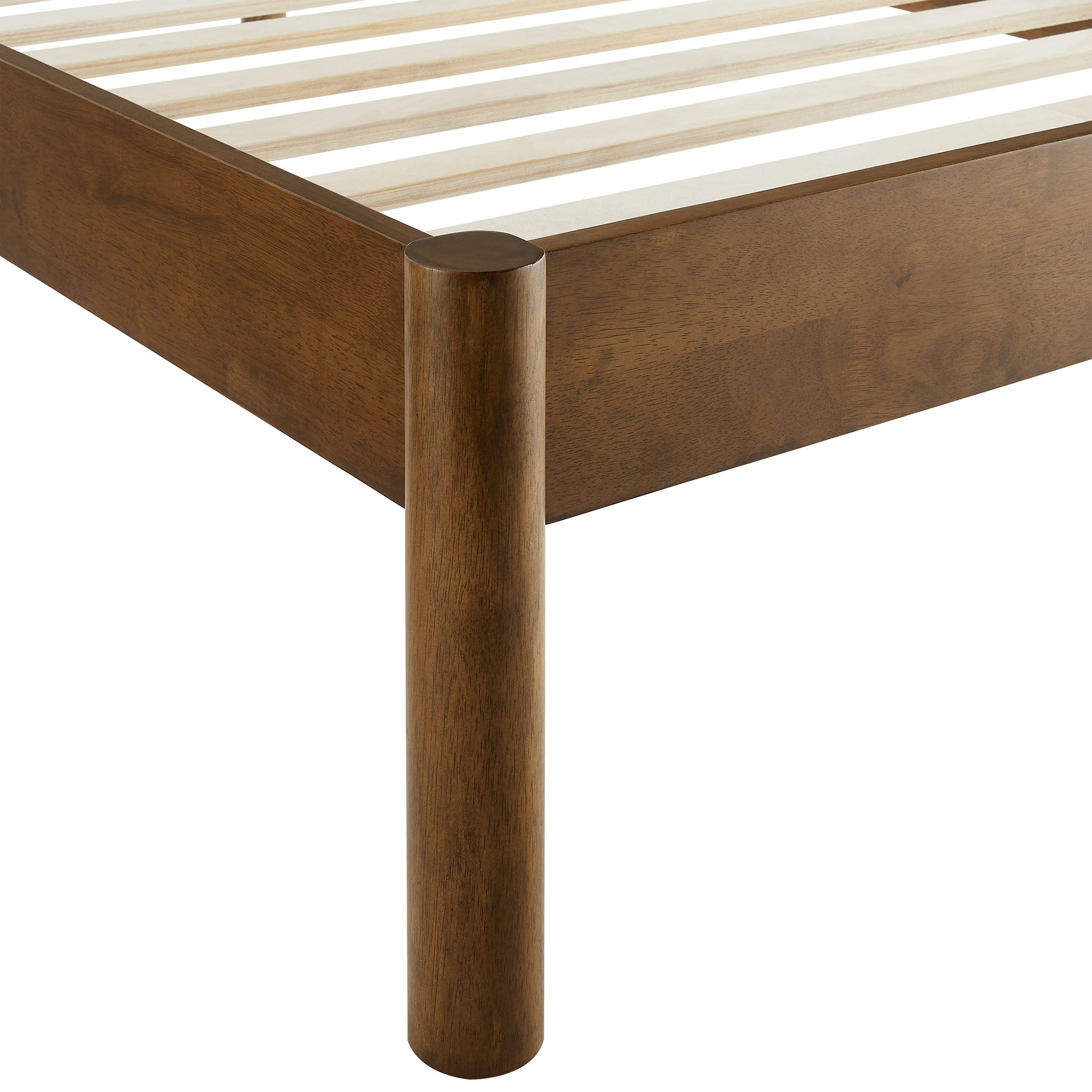 Olea Channel Tufted Boucle Solid Wood Twin Platform Bed, Feather Walnut