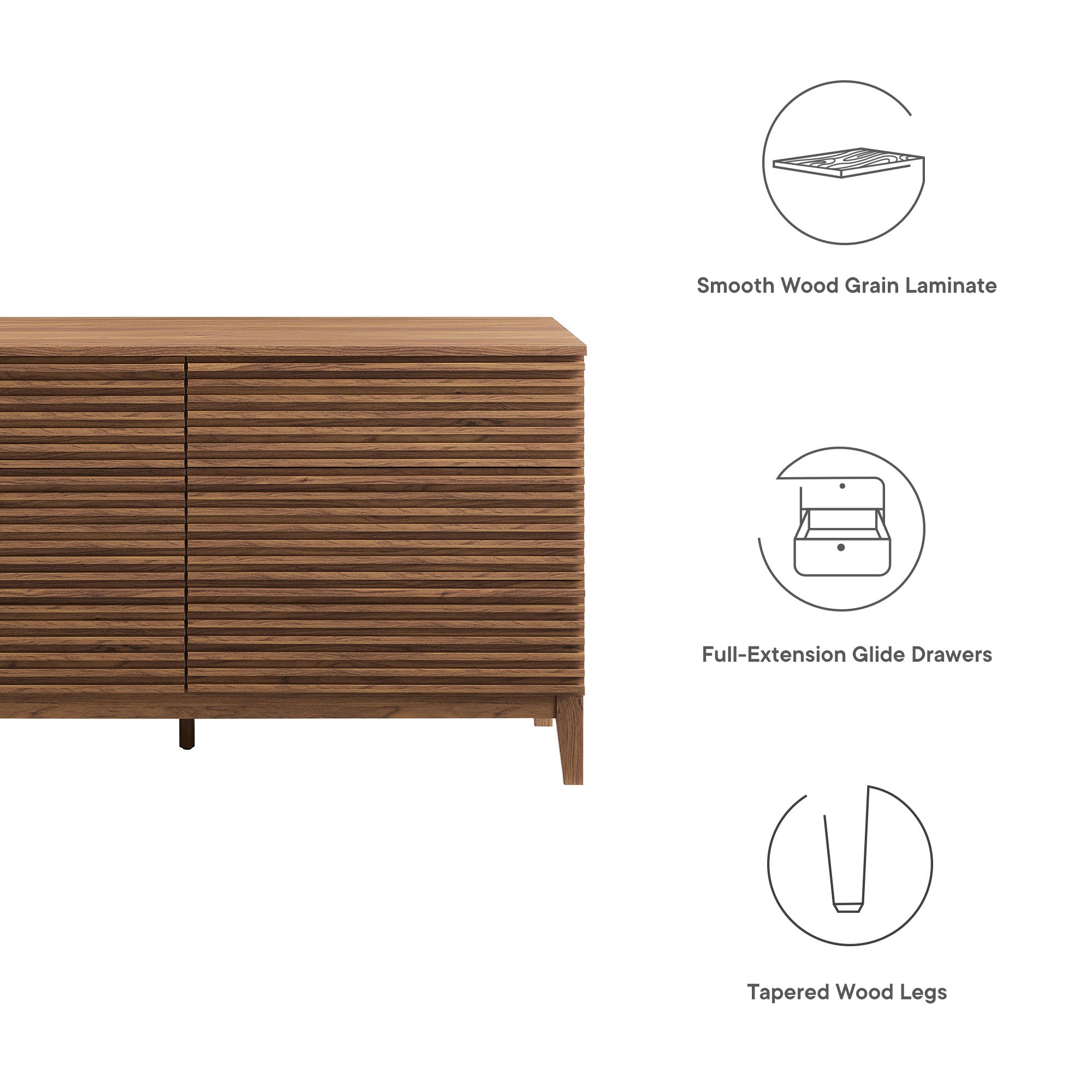 Render 63" 6-Drawer Dresser, Walnut