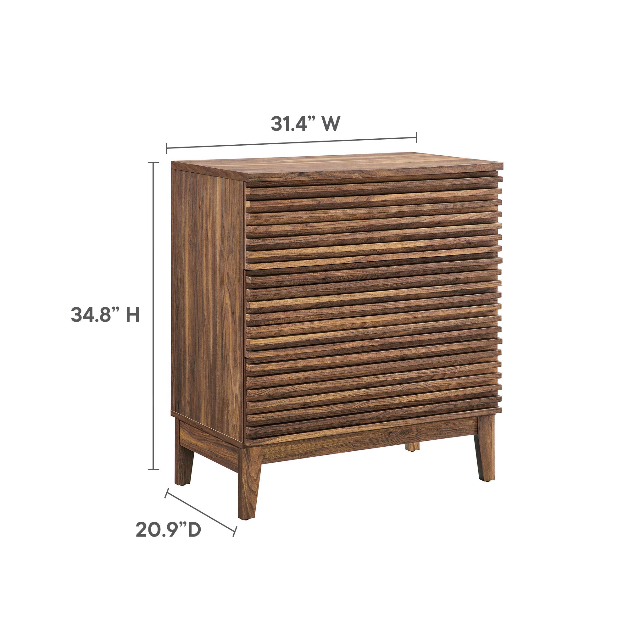 Render Large 3-Drawer Nightstand, Walnut