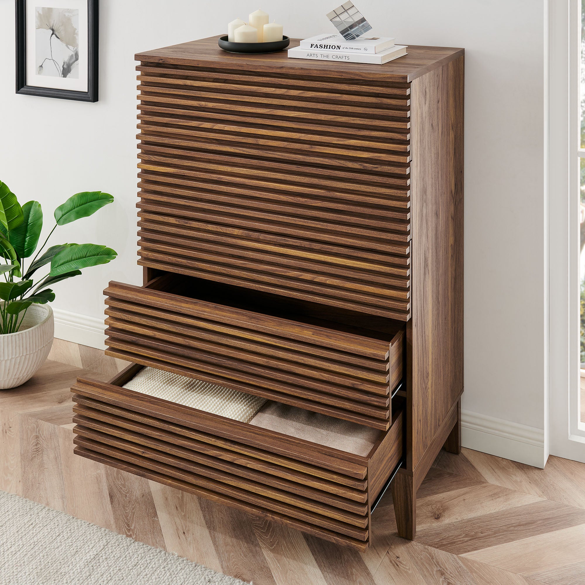 Render 5-Drawer Chest, Walnut