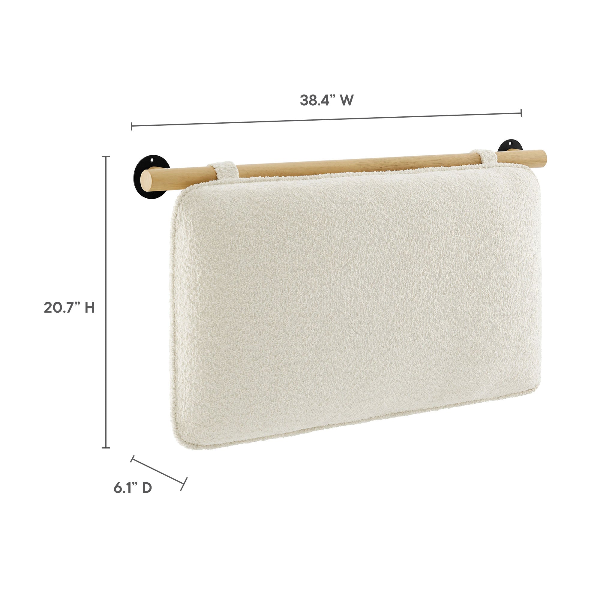 Anela Wall-Mounted Chenille Upholstered Twin Headboard, Cream Natural