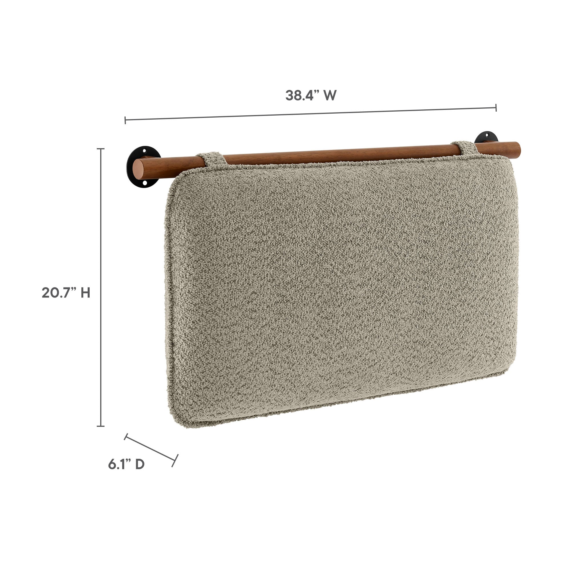 Anela Wall-Mounted Chenille Upholstered Twin Headboard, Oat Walnut