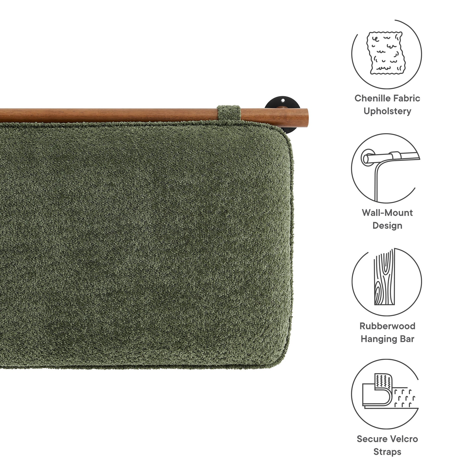 Anela Wall-Mounted Chenille Upholstered Twin Headboard, Sage Walnut