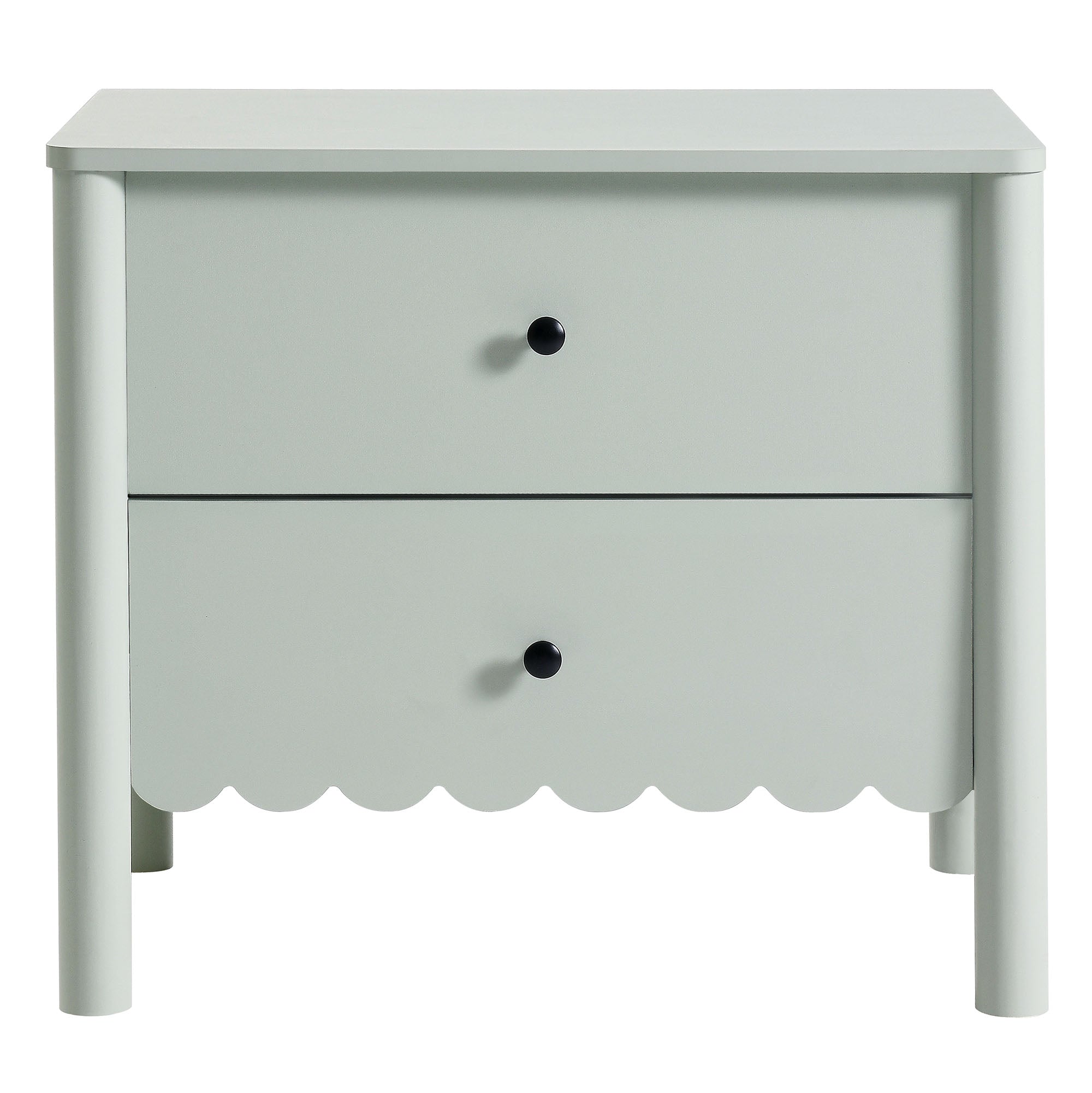 Emmeline Scalloped 2-Drawer Nightstand, Sage