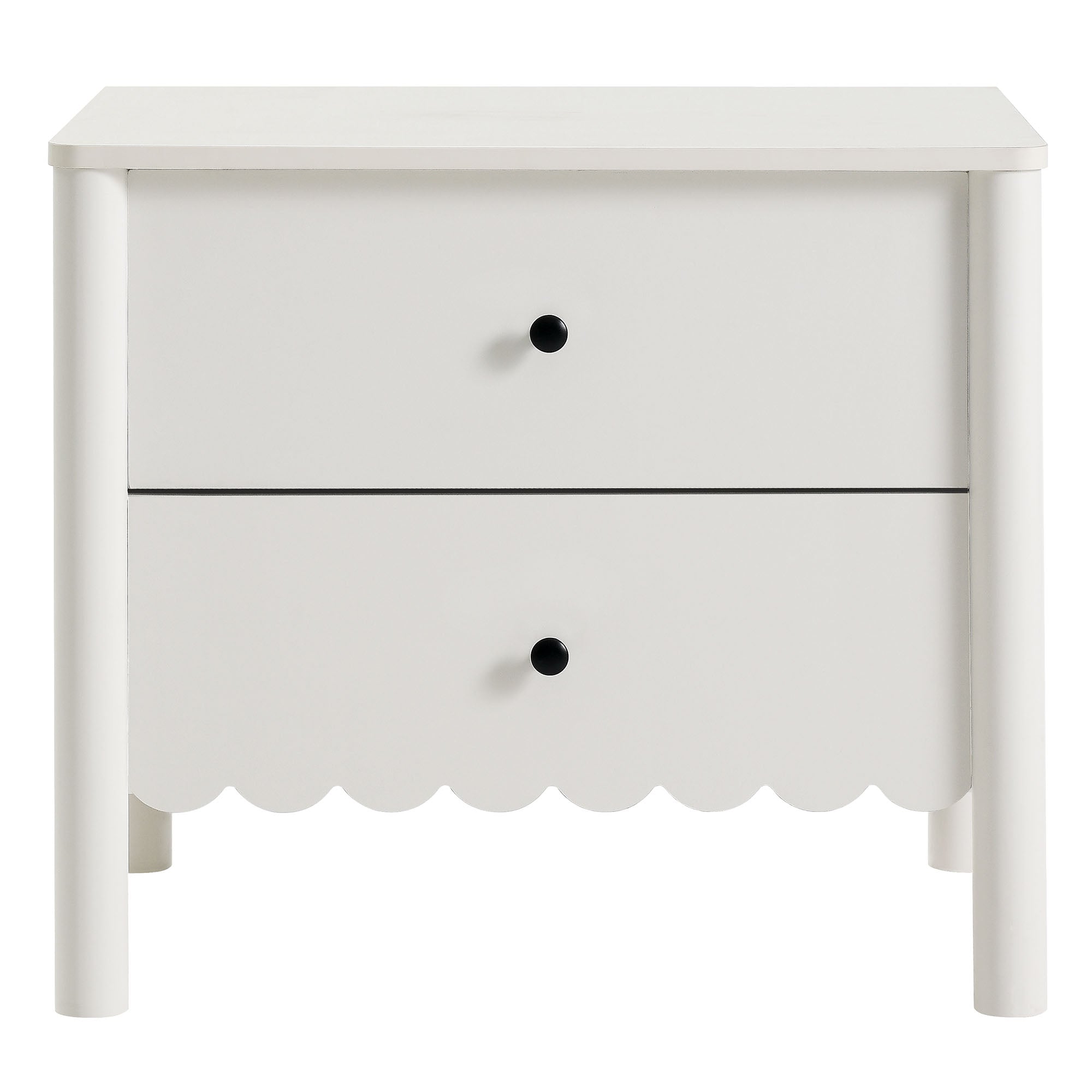 Emmeline Scalloped 2-Drawer Nightstand, White